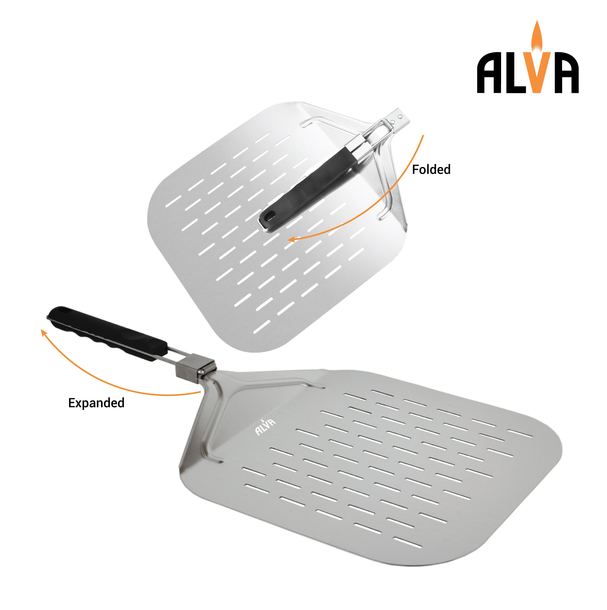 2Pc Pizza Set - Metal Pizza Peel & Cutter Set