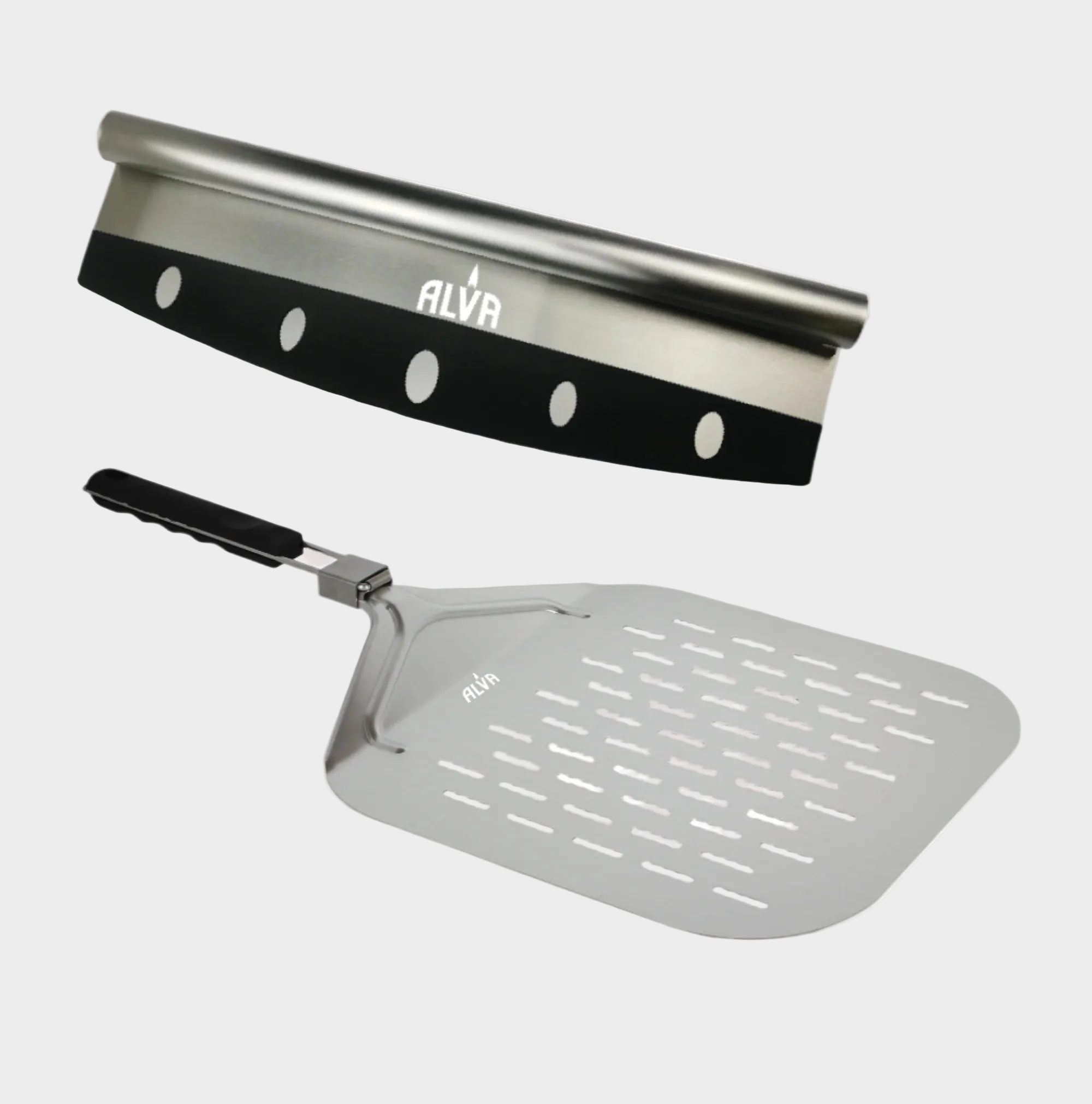 2Pc Pizza Set - Metal Pizza Peel & Cutter Set