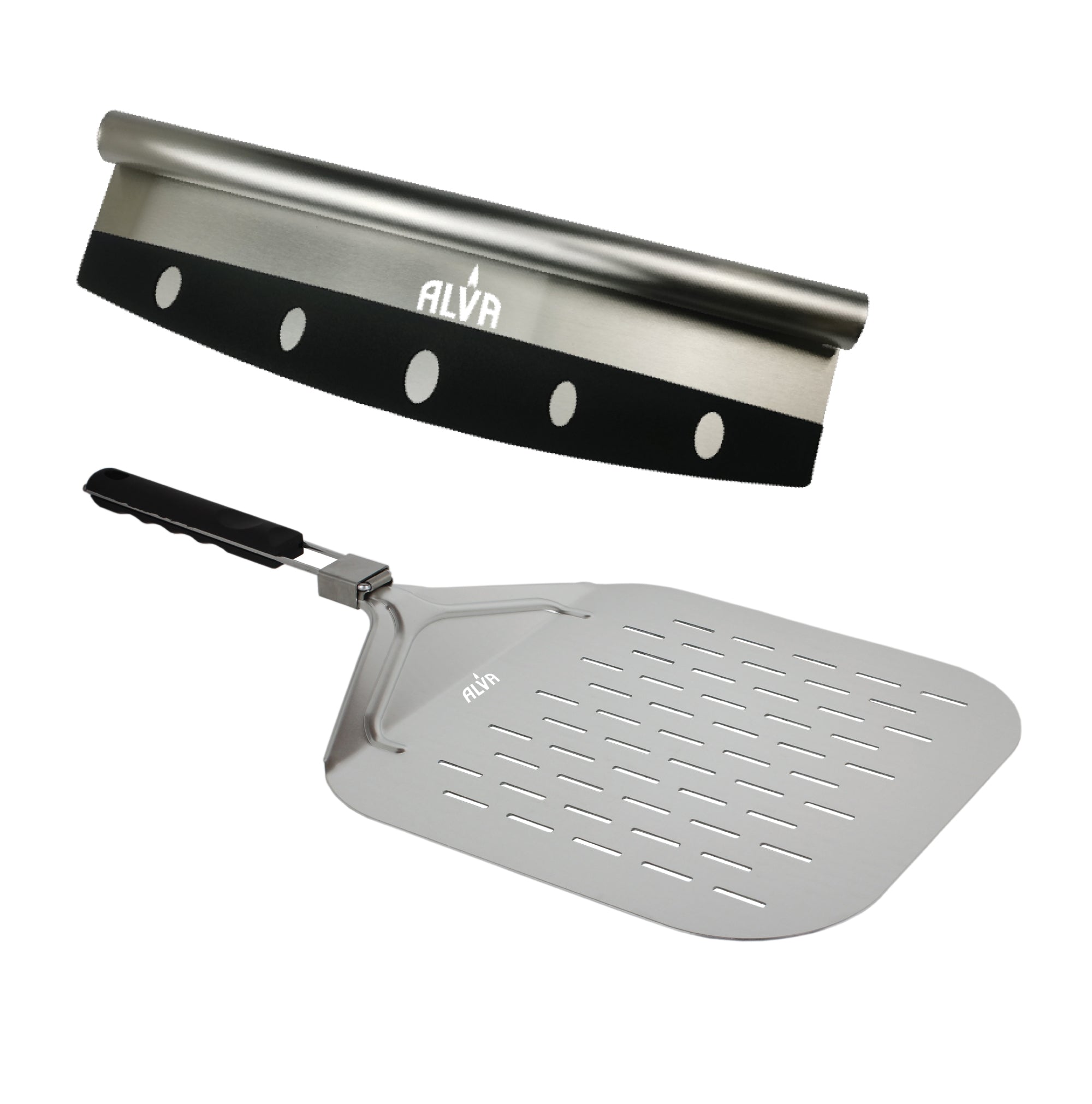 2Pc Pizza Set - Metal Pizza Peel & Cutter Set