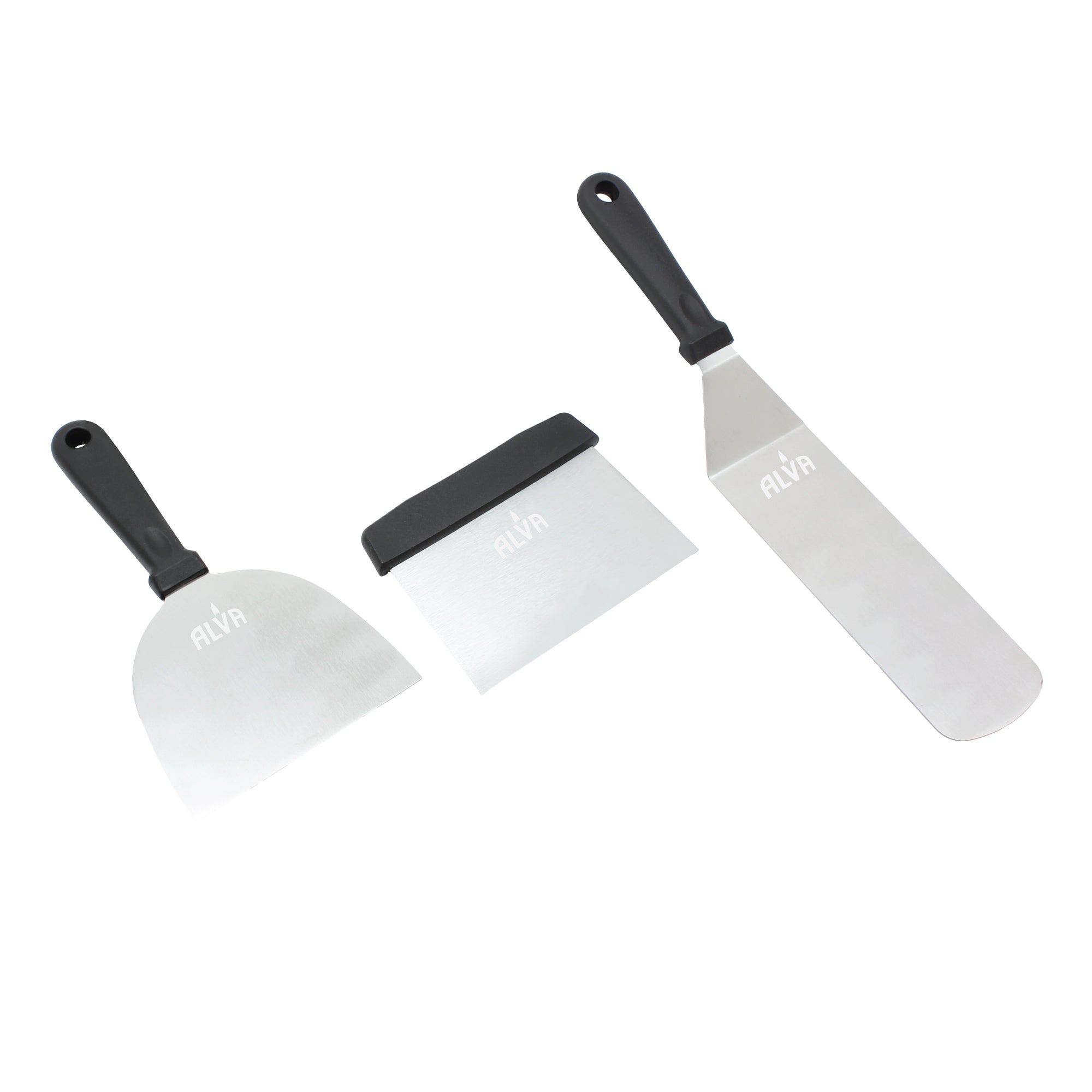 3Pc Griddle Tool Set (Spatula / Cutter / Scraper)