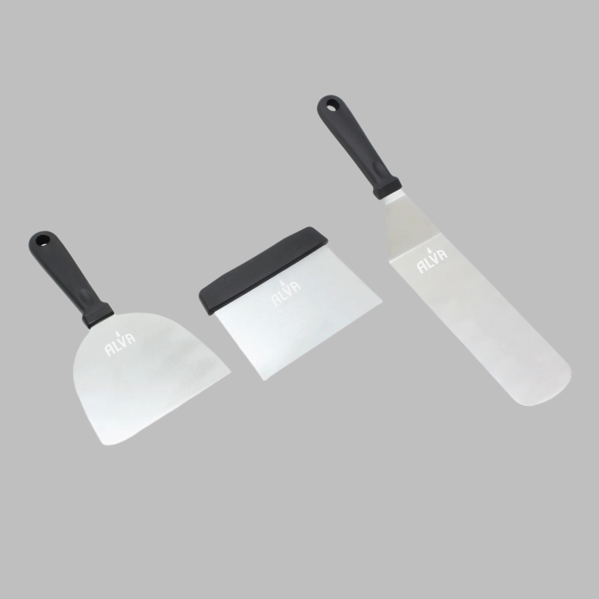 3Pc Griddle Tool Set (Spatula / Cutter / Scraper)