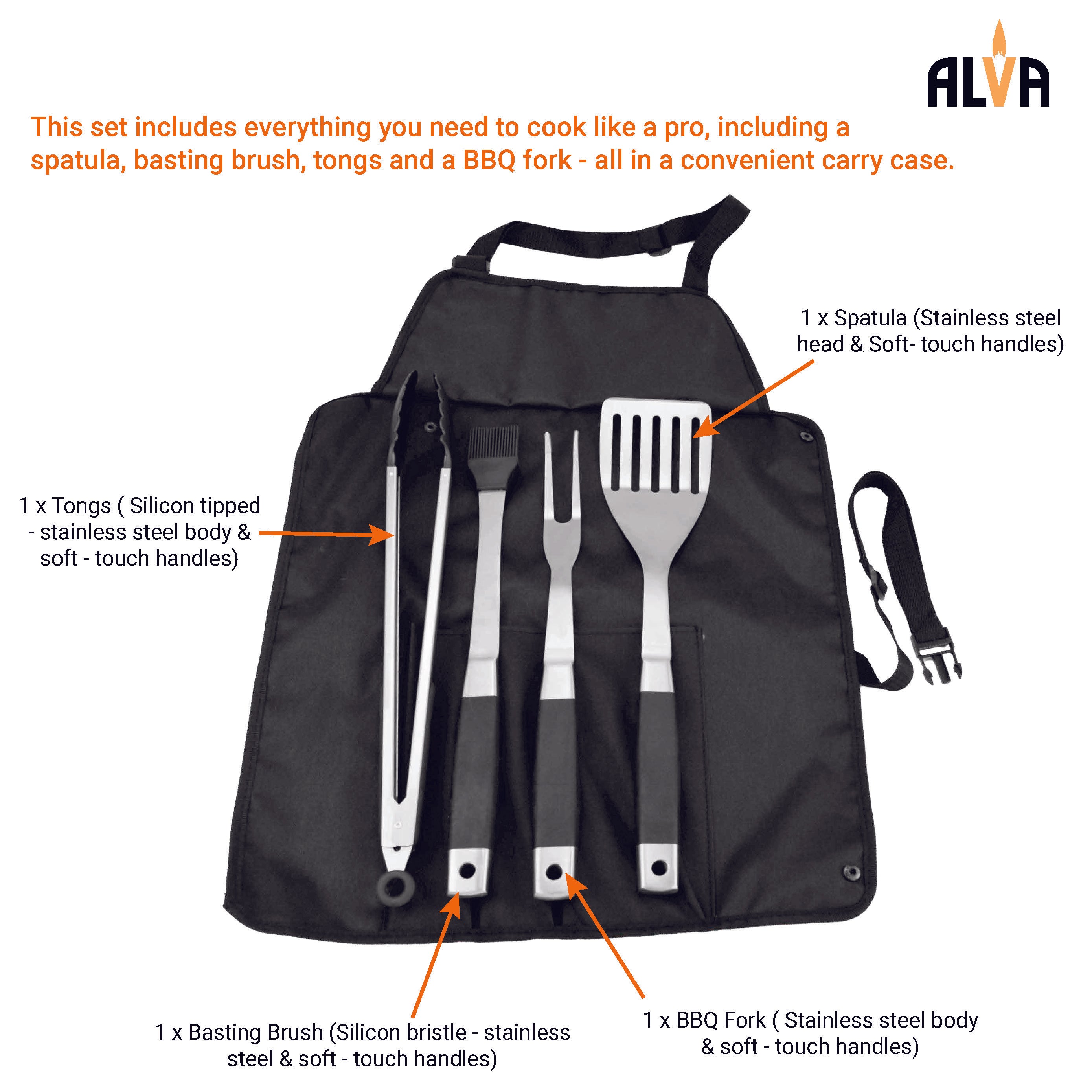 5Pc BBQ / Braai Roll-Up Tool Set