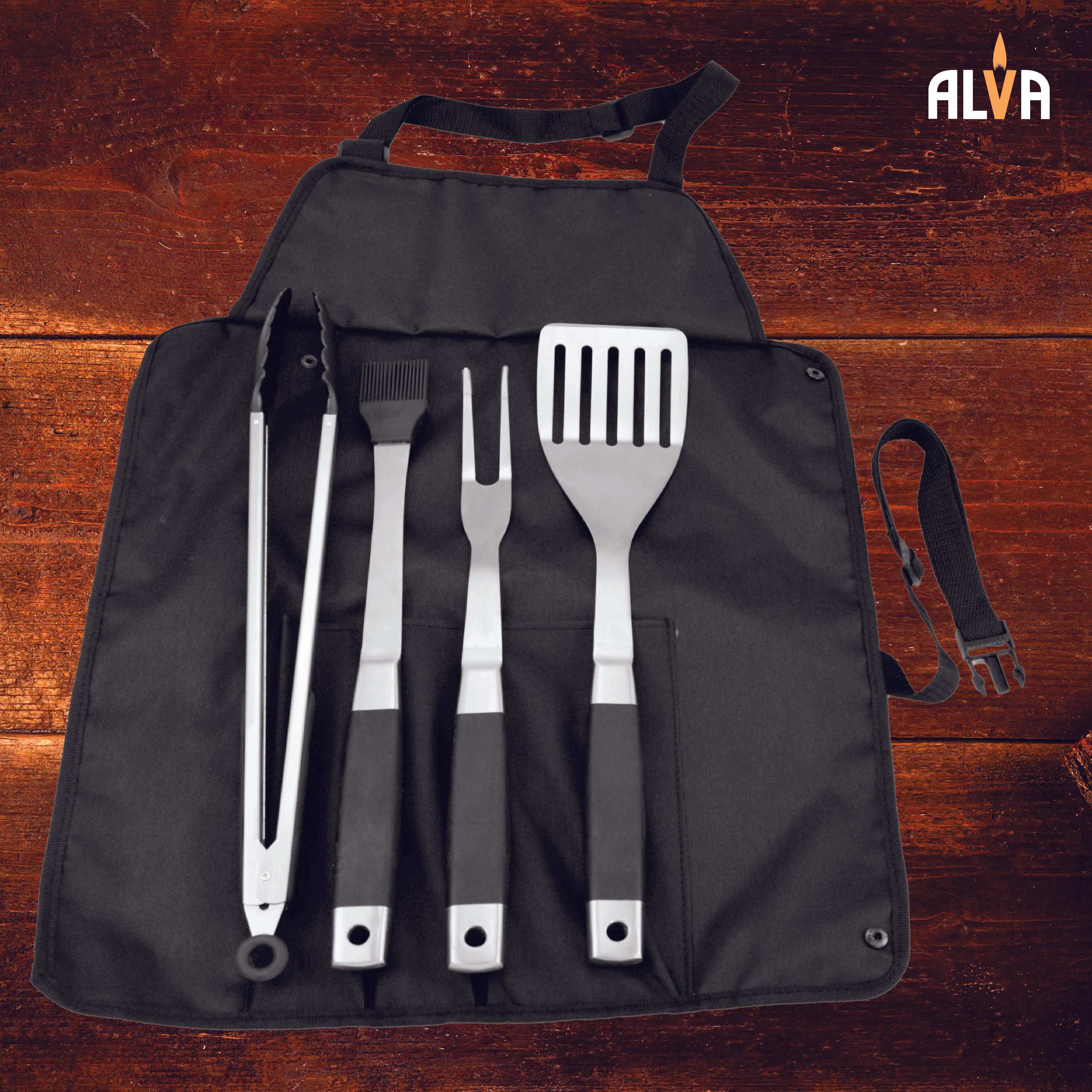 5Pc BBQ / Braai Roll-Up Tool Set