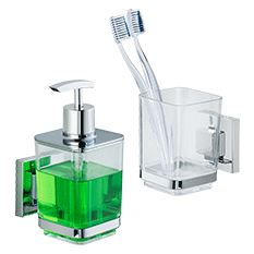 Vacuum-Loc Toothbrush Tumbler Quadro Range - S/Steel - No Drilling