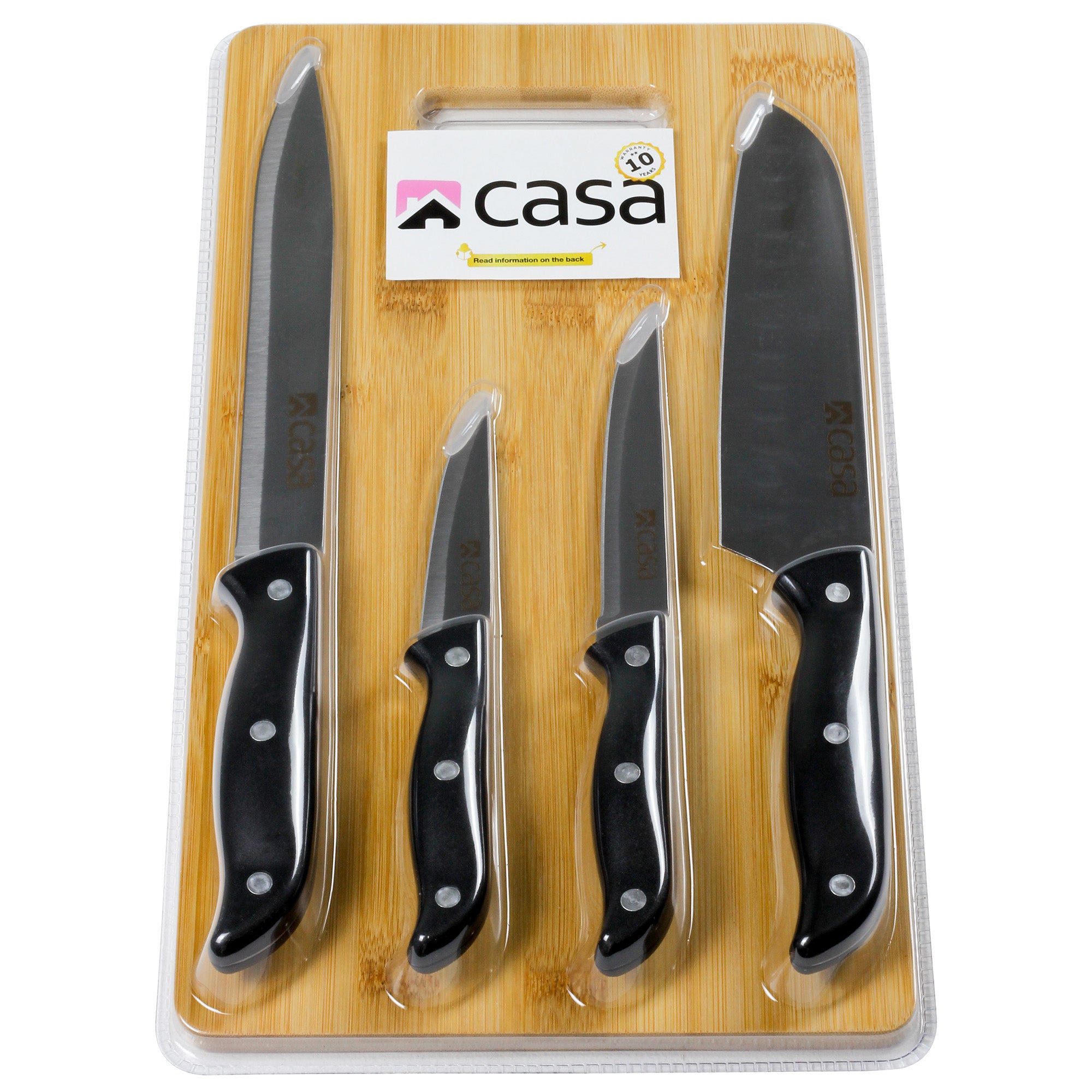 5Pc Knife Set + Bamboo Cutting Board - Verona