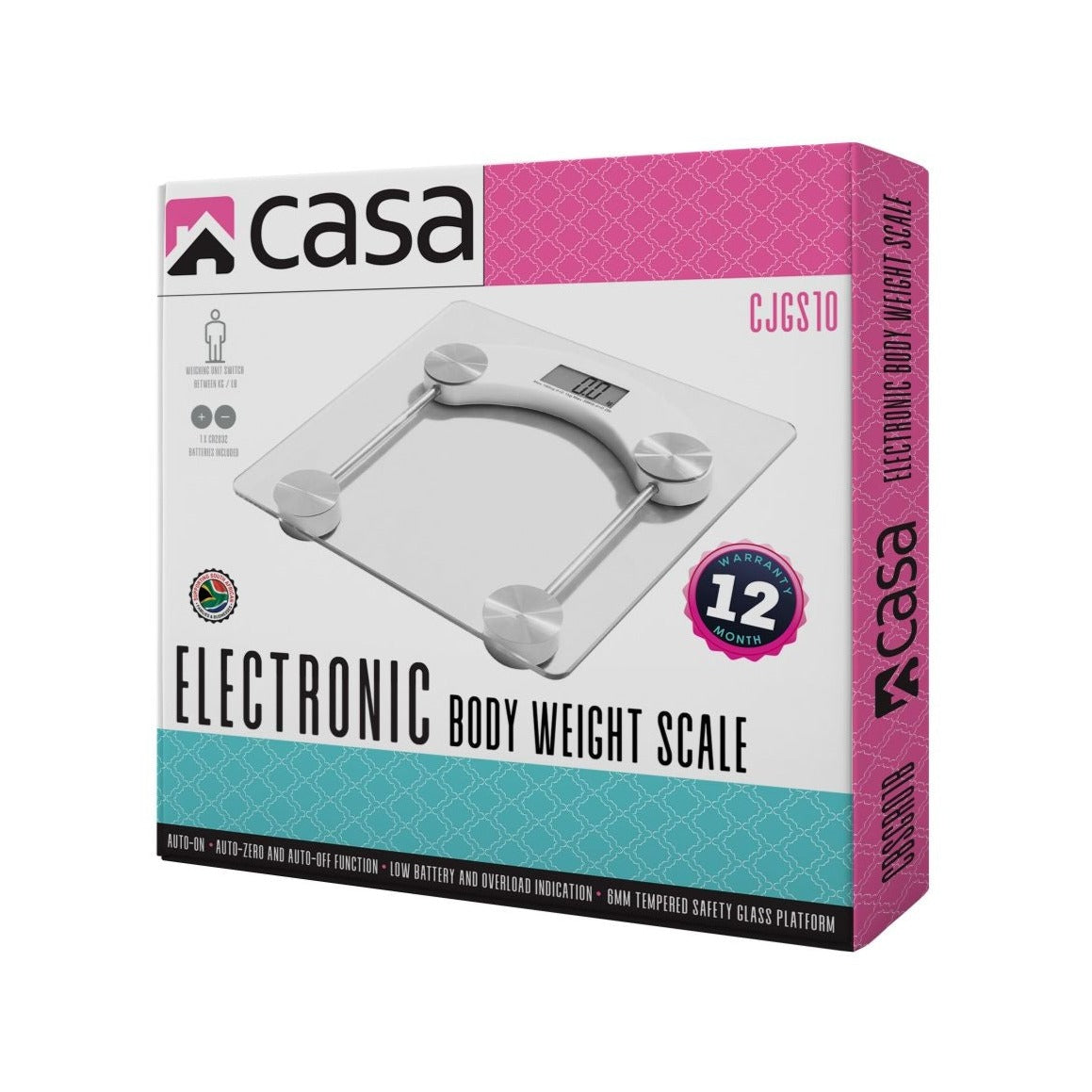 Electronic Bathroom Glass Scale - Clear - Square - Rounded Corners
