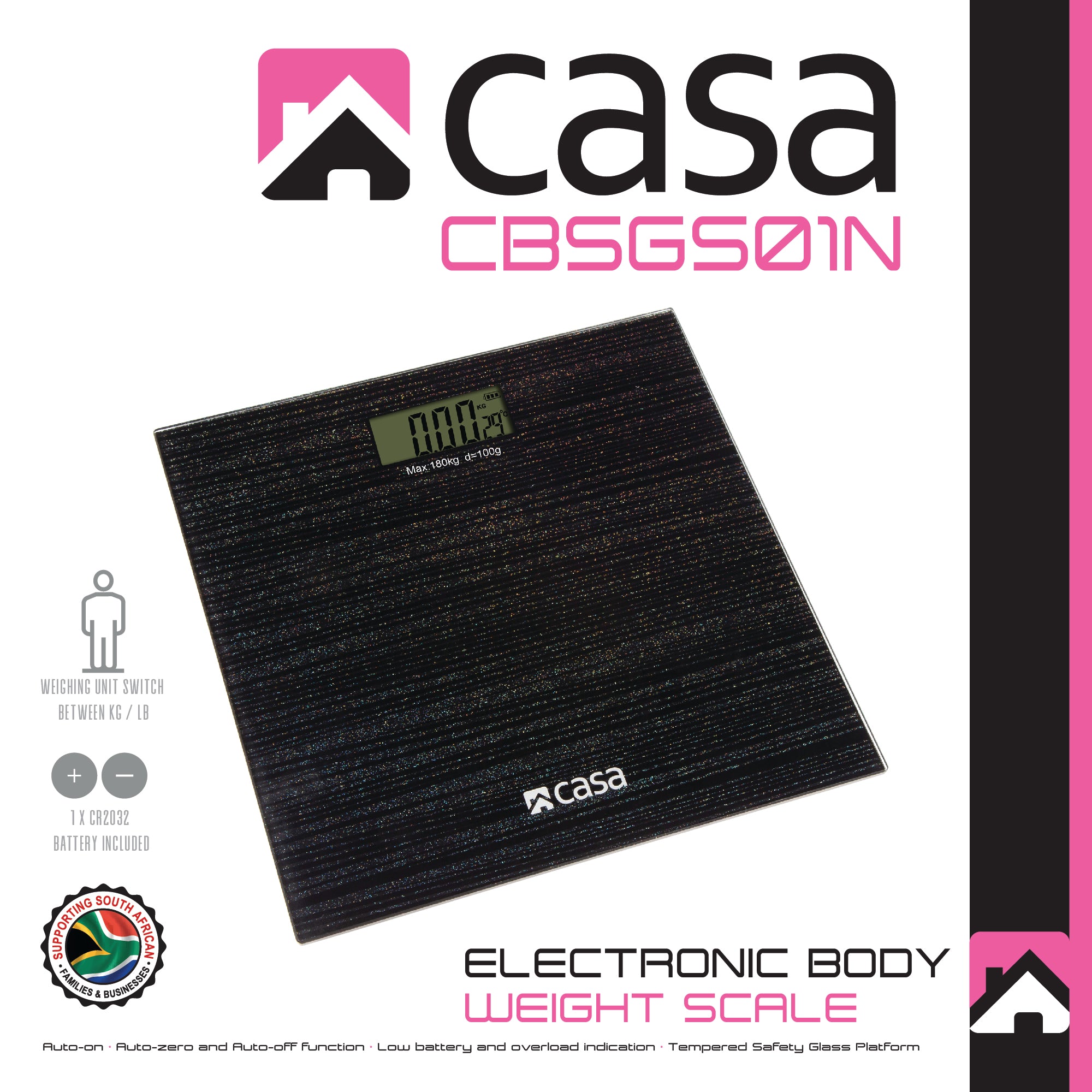 Digital Bathroom Scale - Glass Platform - Sparkle Effect