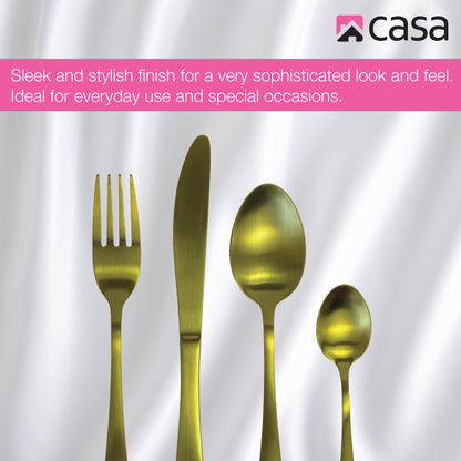 CASA SIENA 16PC CUTLERY SET | STAINLESS STEEL | MATTE GOLD FINISH