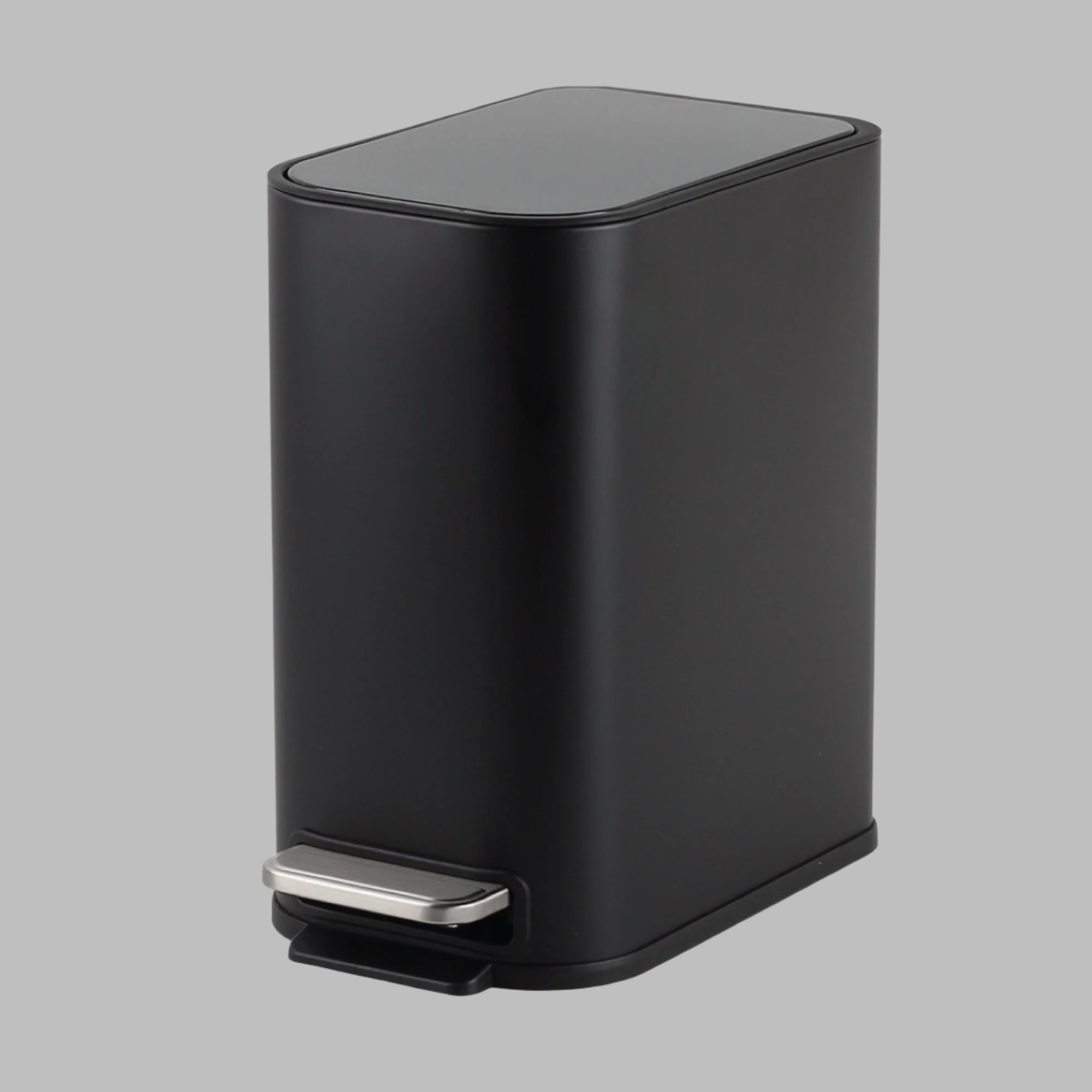 5L Slimline Rectangle Steel Pedal Bin - Matte Black - Trento