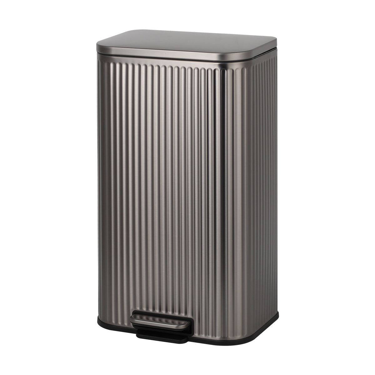 CASA Positano 30L Steel Ribbed Pedal Bin - Metallic Grey