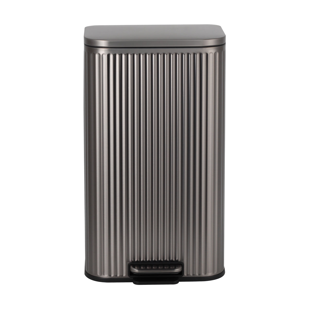 CASA Positano 30L Steel Ribbed Pedal Bin - Metallic Grey