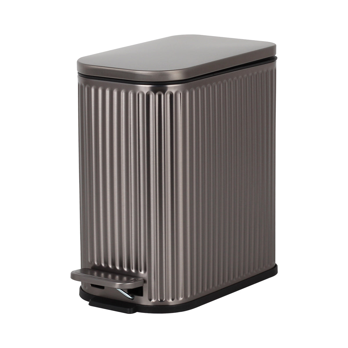 CASA Positano 5L Steel Ribbed Pedal Bin - Metallic Grey