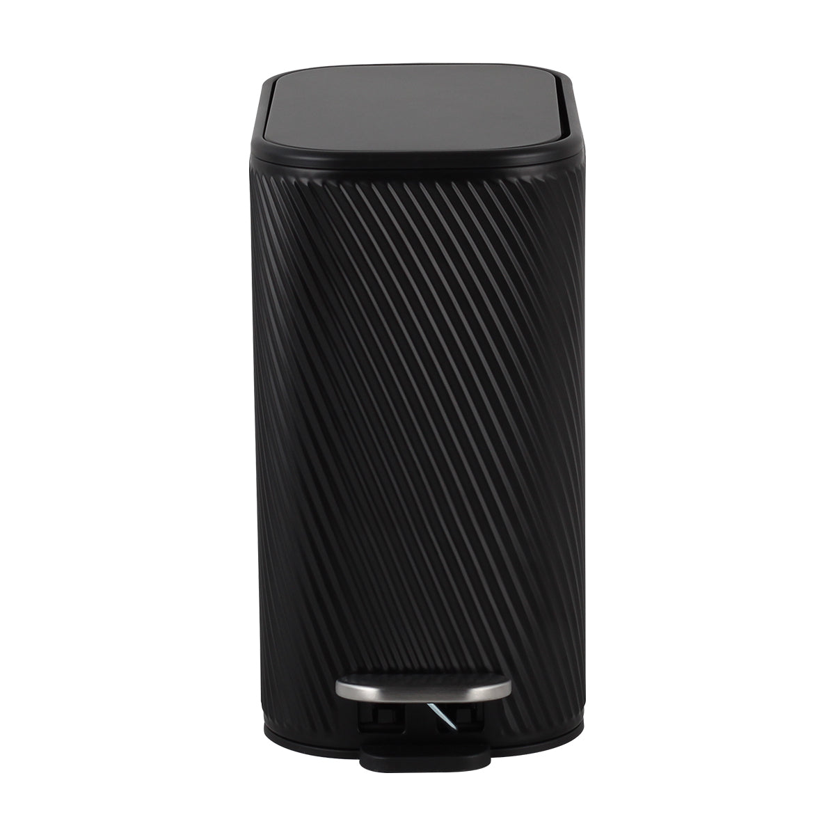CASA Amalfi 5L Steel Swirl Ribbed Pedal Bin - Black