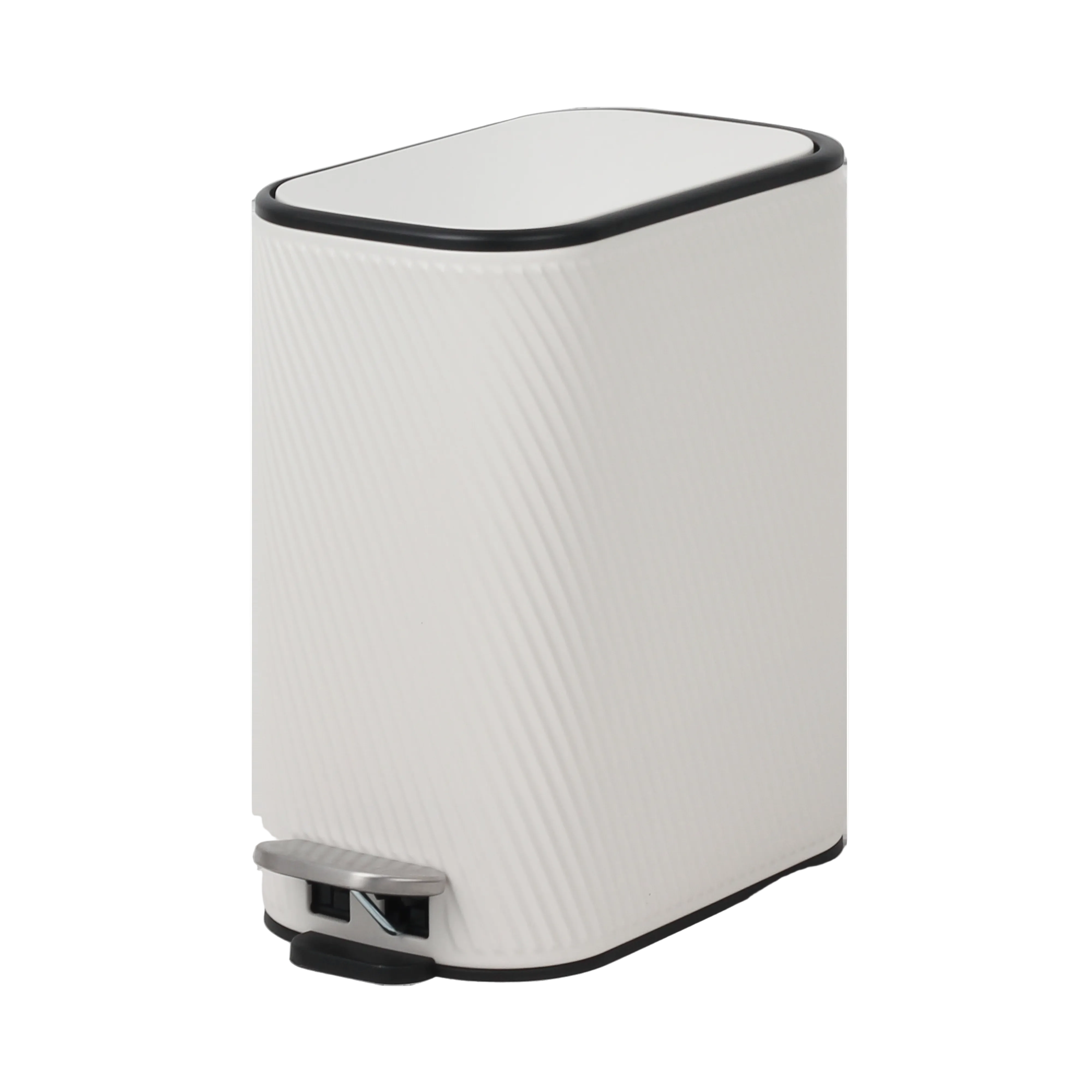 CASA Amalfi 5L Steel Swirl Ribbed Pedal Bin - White