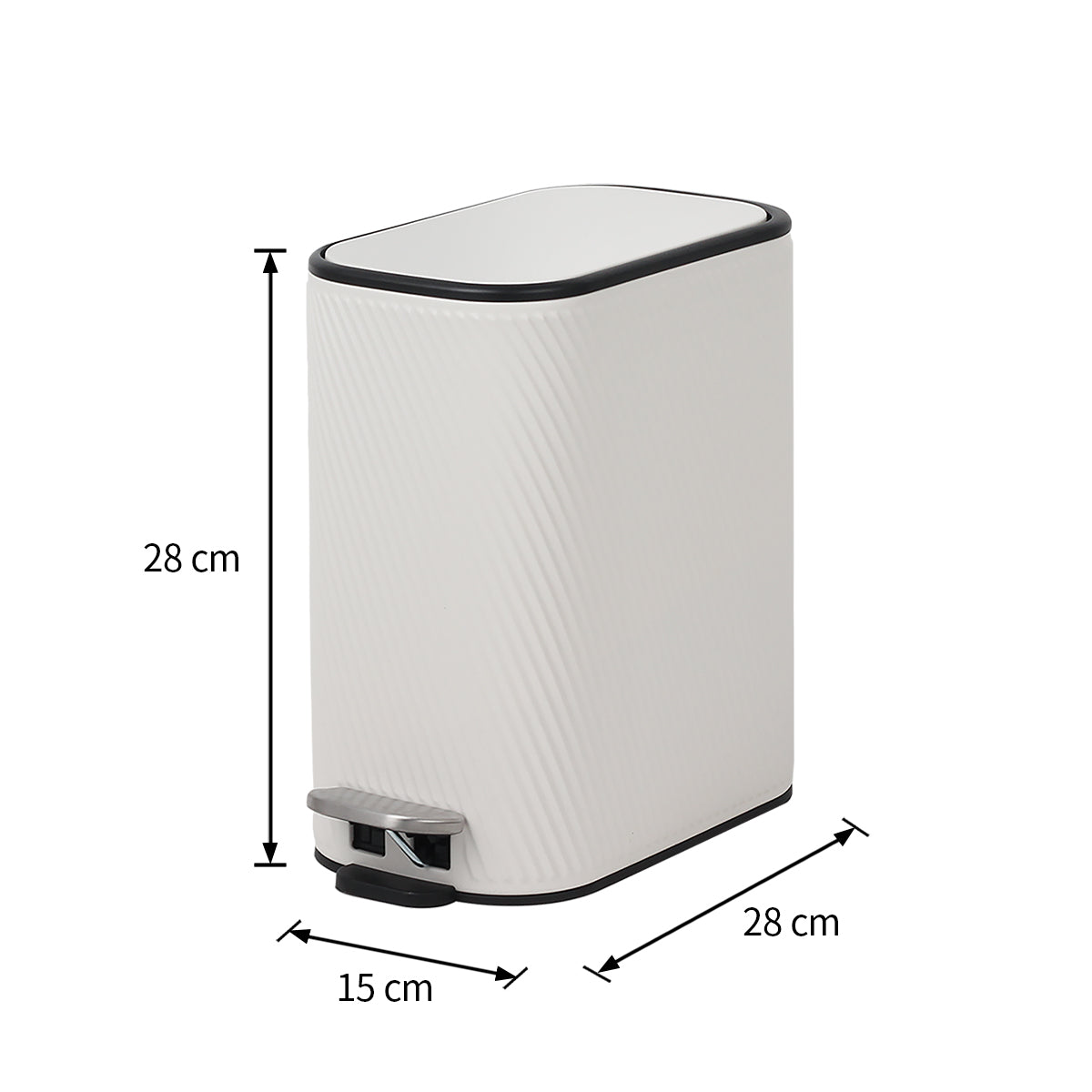 CASA Amalfi 5L Steel Swirl Ribbed Pedal Bin - White