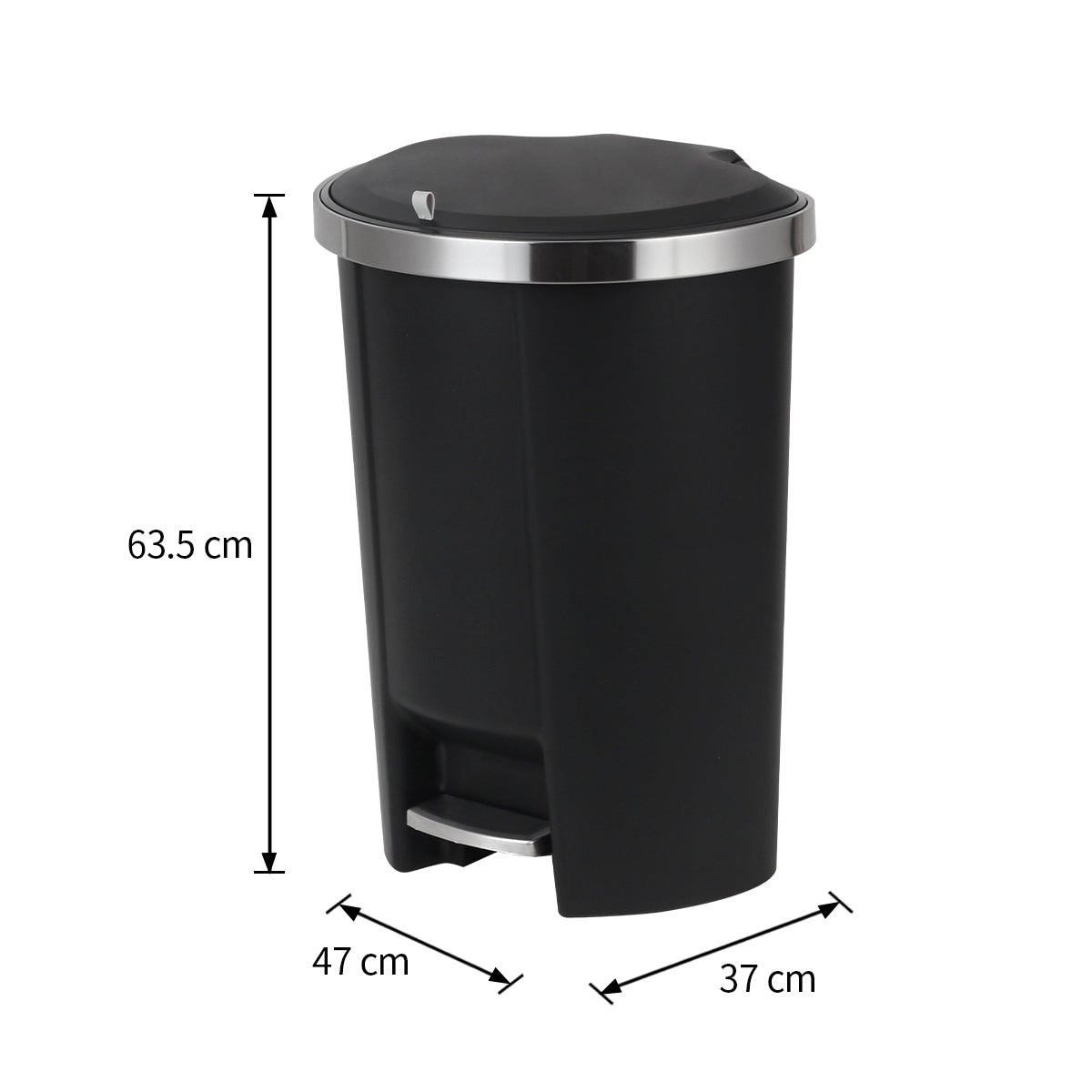 CASA Monza 50L Plastic Semi Round Pedal & Lift Bin - Black