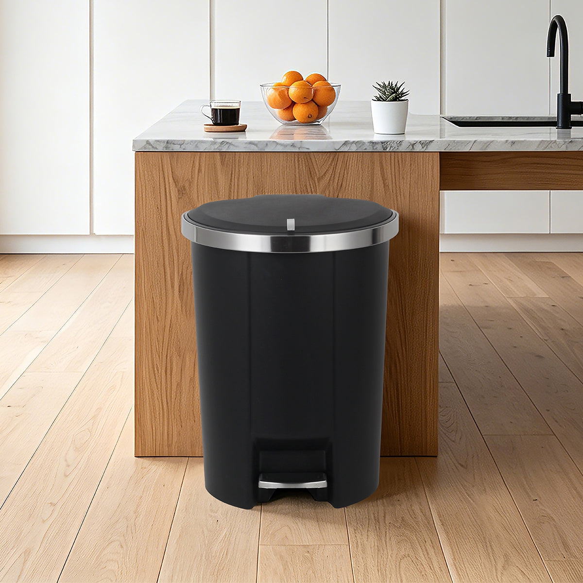 CASA Monza 50L Plastic Semi Round Pedal & Lift Bin - Black