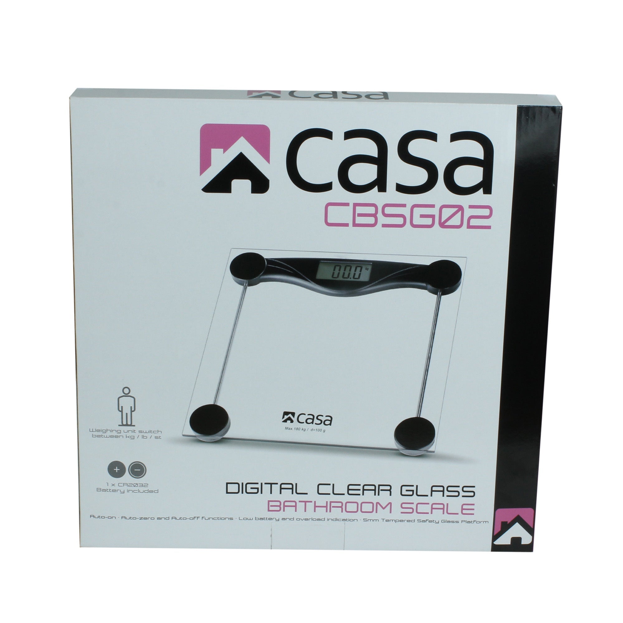 Electronic Bathroom Glass Scale - Black/Clear