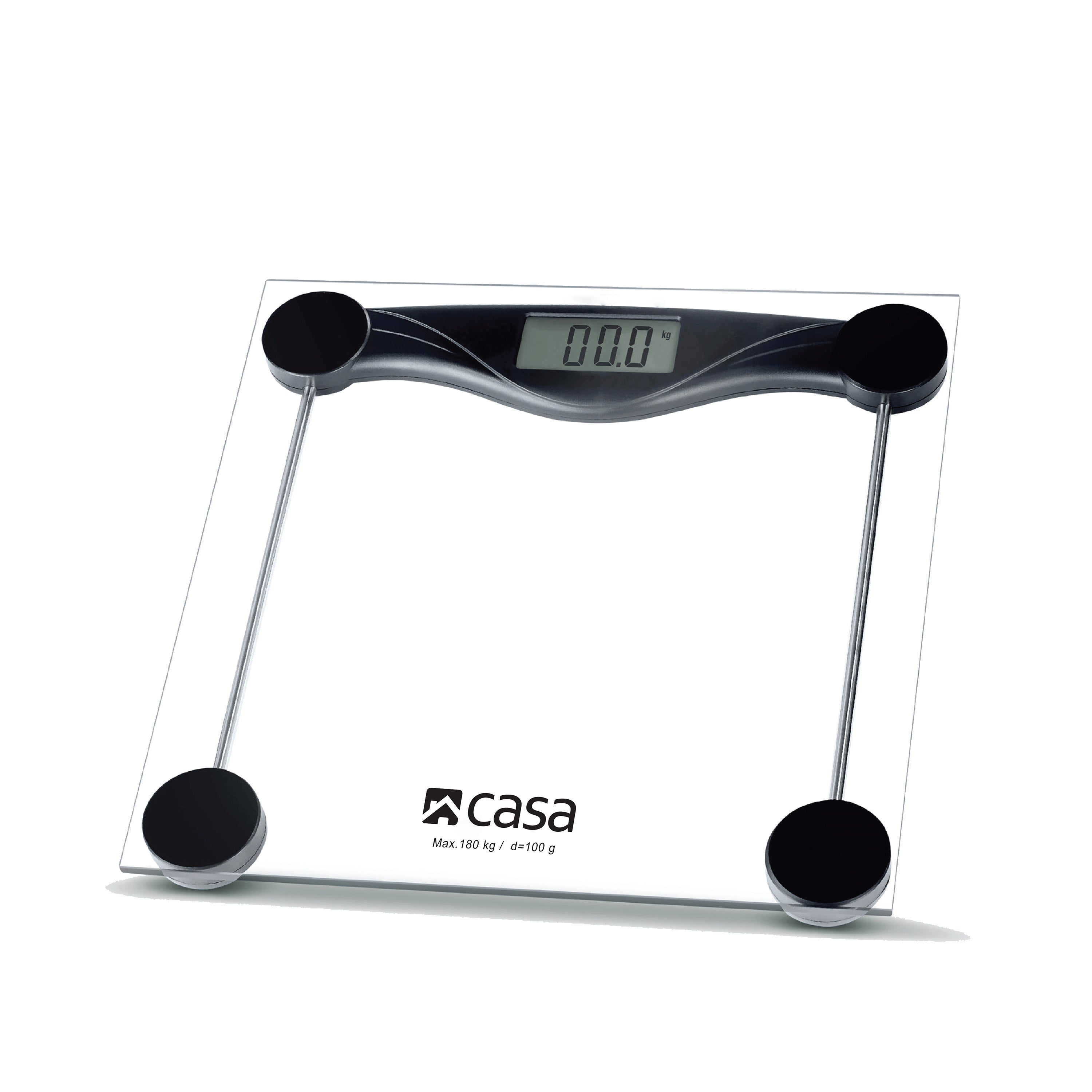 Digital Bathroom Scale- Glass Platform - Black/Clear