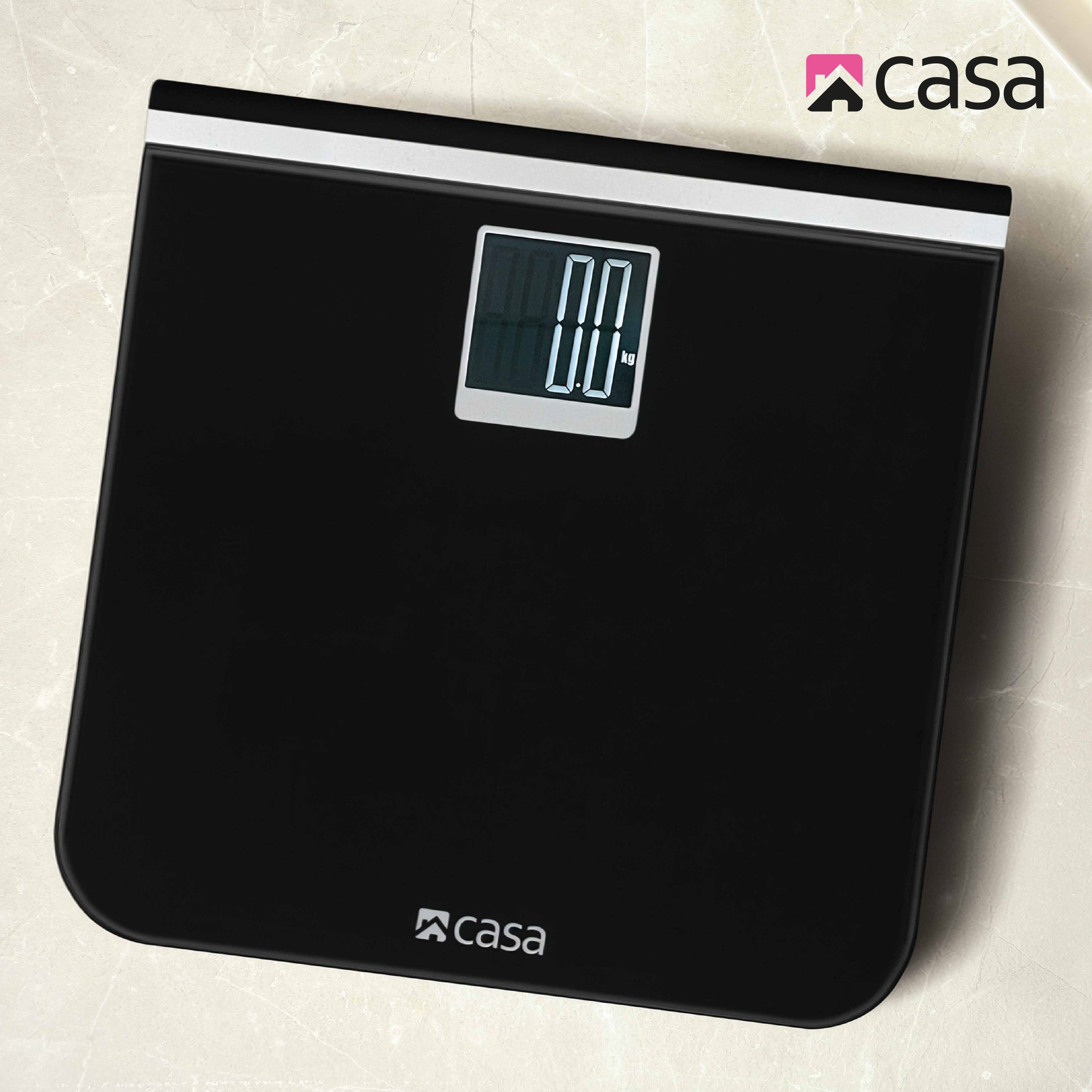 Digital Bathroom Scale | Glass Platform | Black | Large LCD Display