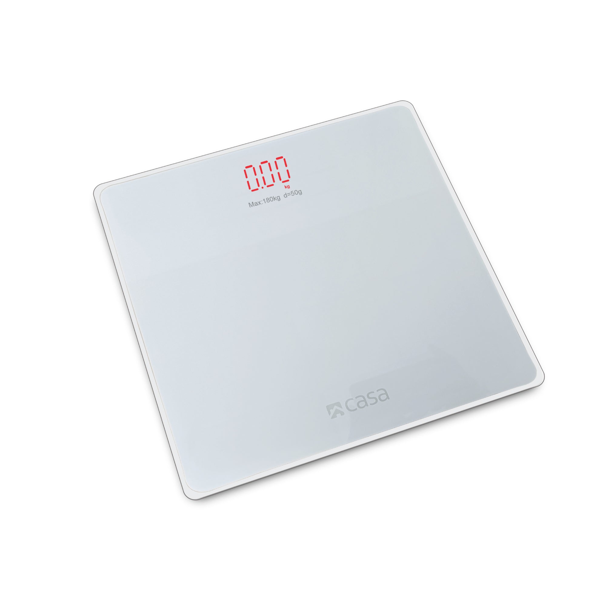 Digital Bathroom Glass Platform Scale - Rounded Corners - With Red LED