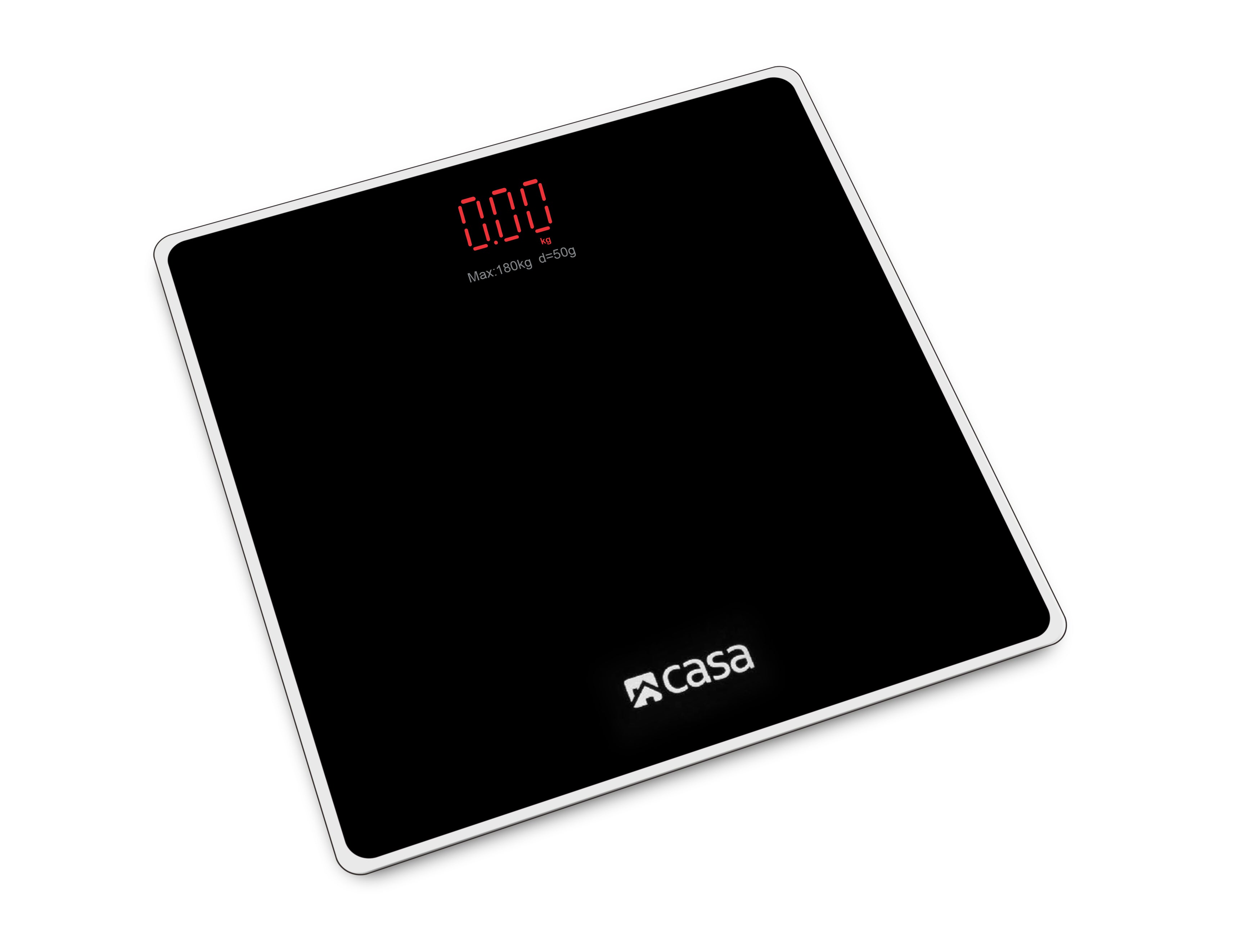 Bath Scale Led Glass Bathroom Scale CBSGR01 – Rounded Corners & Red LED | Casa