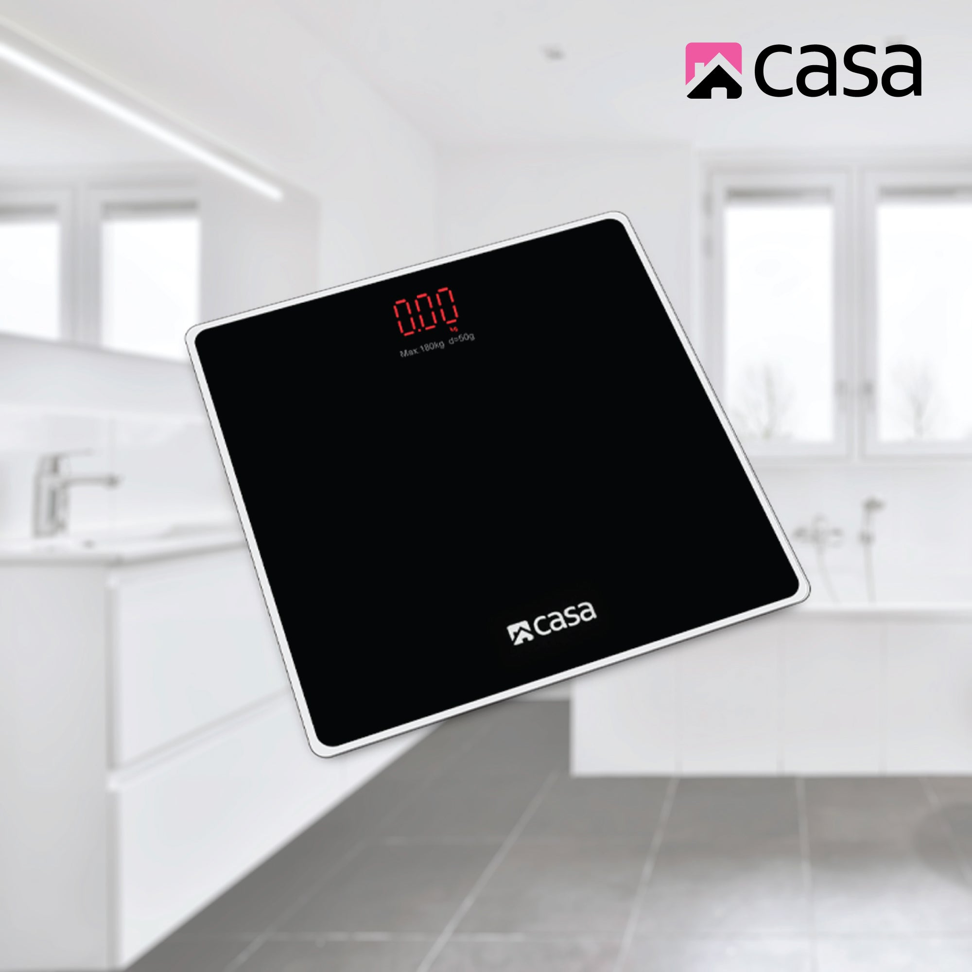 Electronic Bathroom Glass Scale - Solid - Rounded Corners