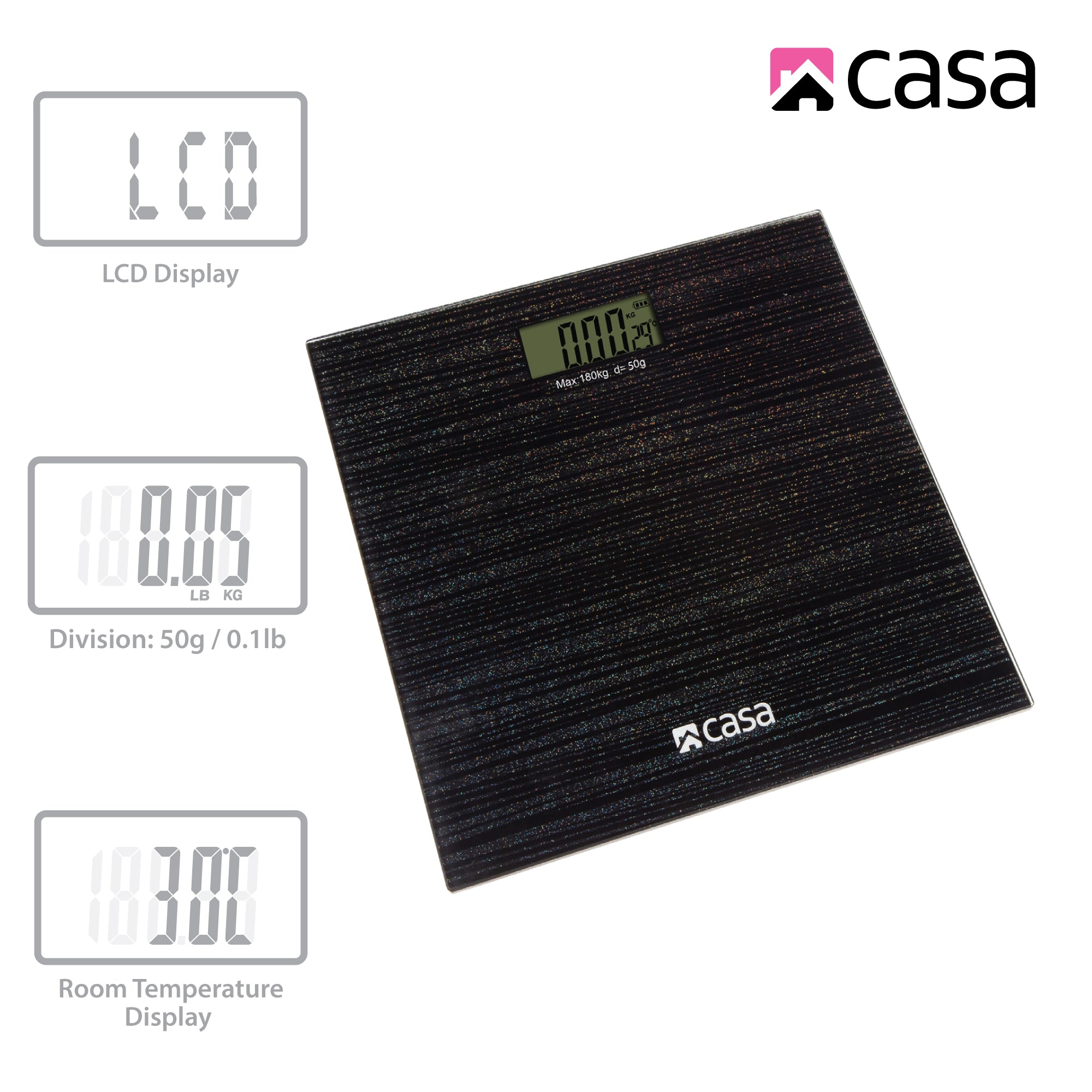 Digital Bathroom Scale - Glass Platform - Sparkle Effect