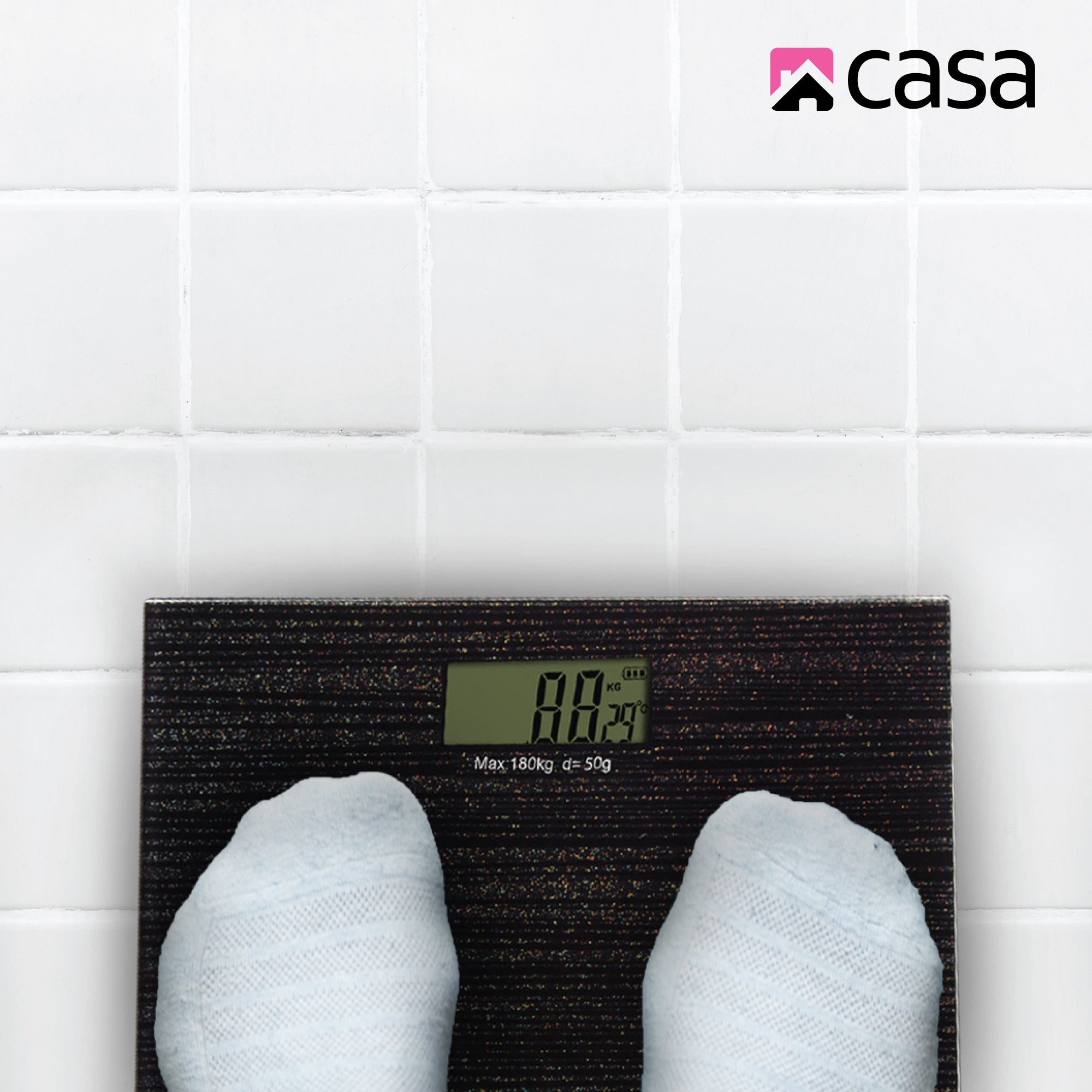 Digital Bathroom Scale - Glass Platform - Sparkle Effect