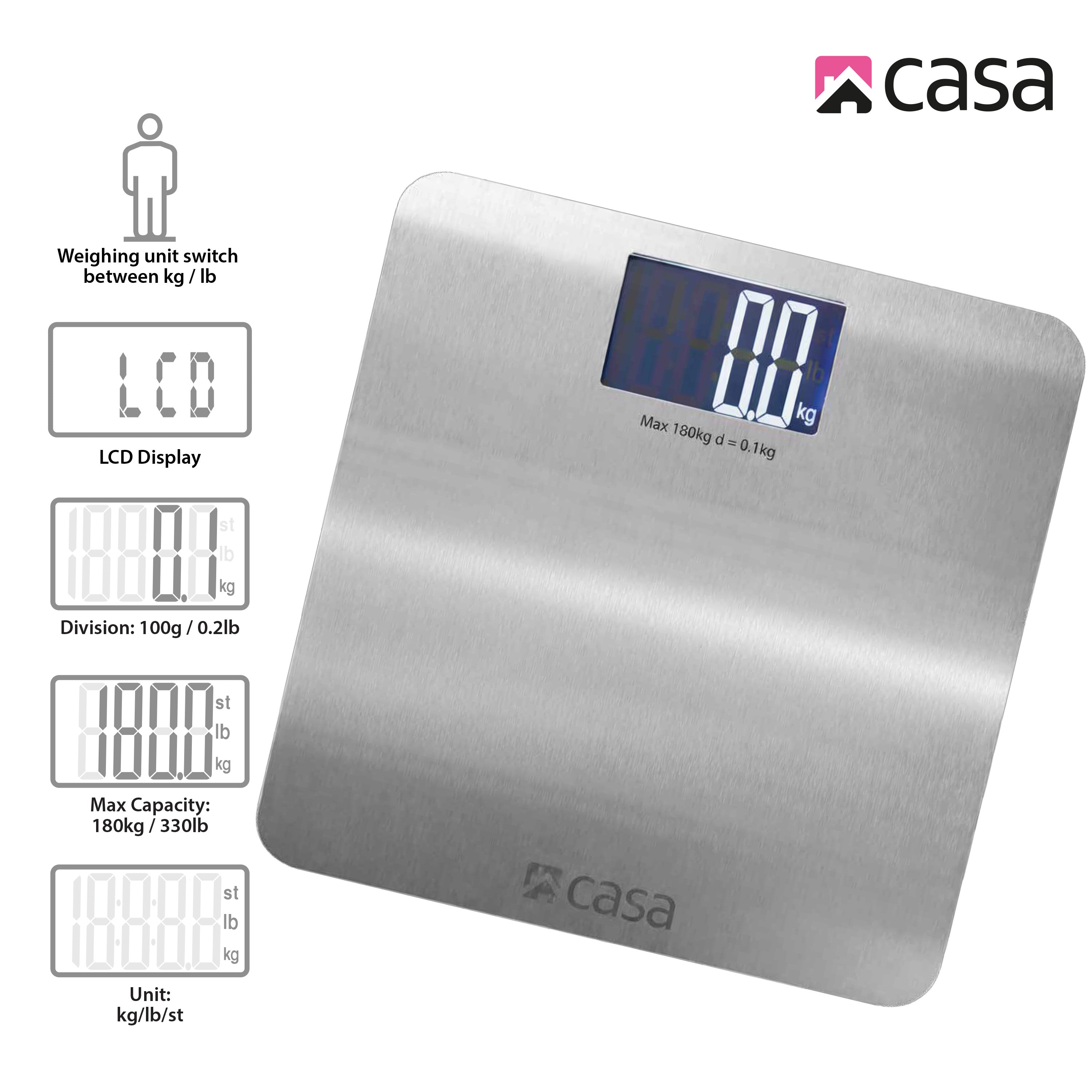 Digital Bathroom Scale | Steel Platform | Large LCD Display