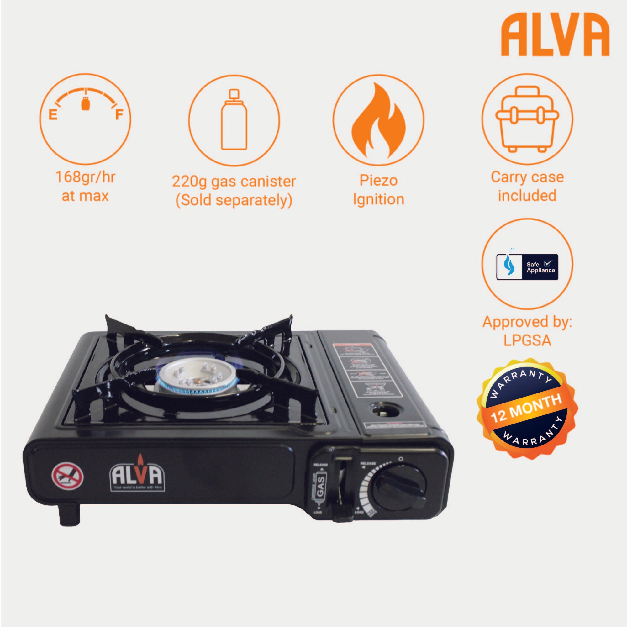 Single Burner Butane Canister Stove + Carry Case
