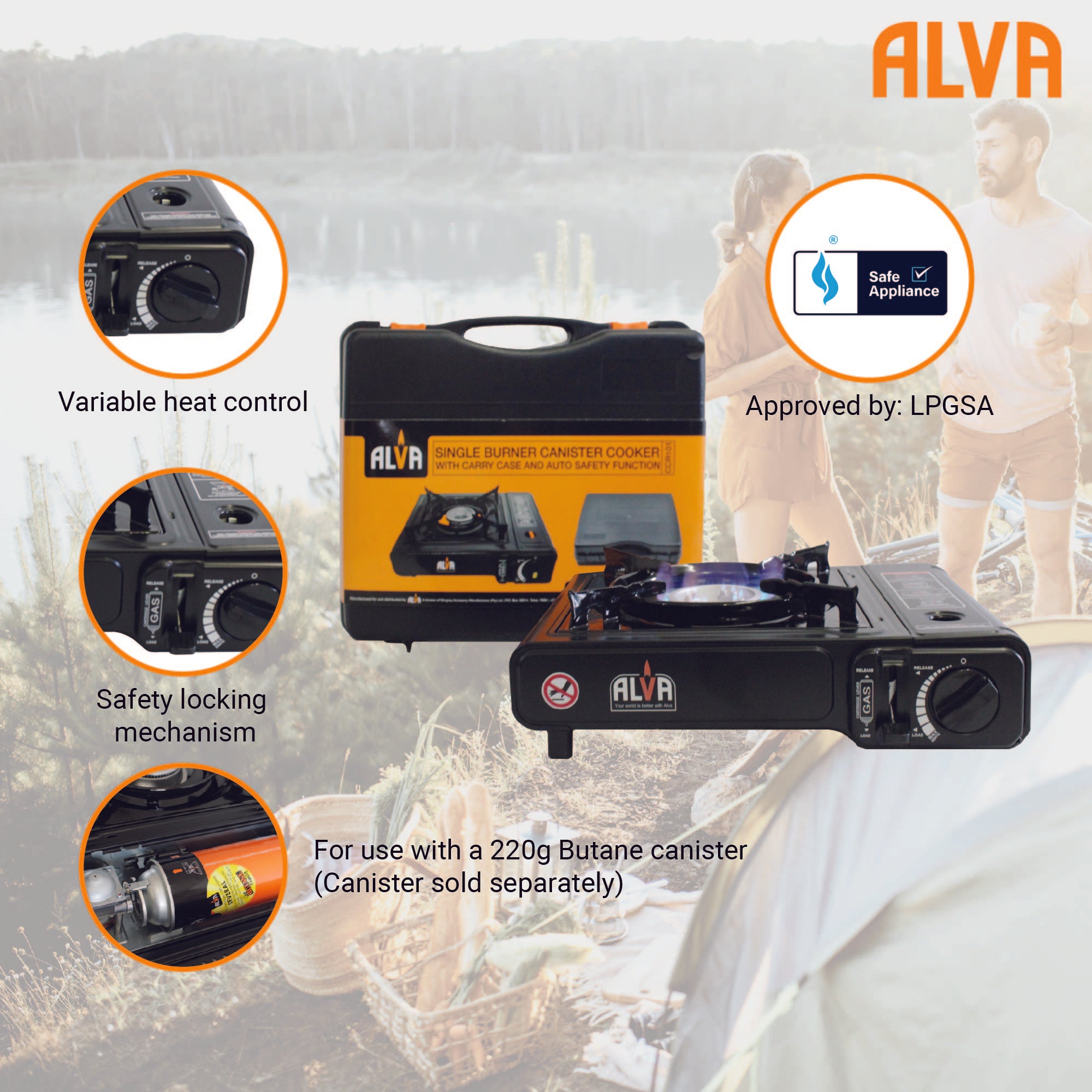 Single Burner Butane Canister Stove + Carry Case
