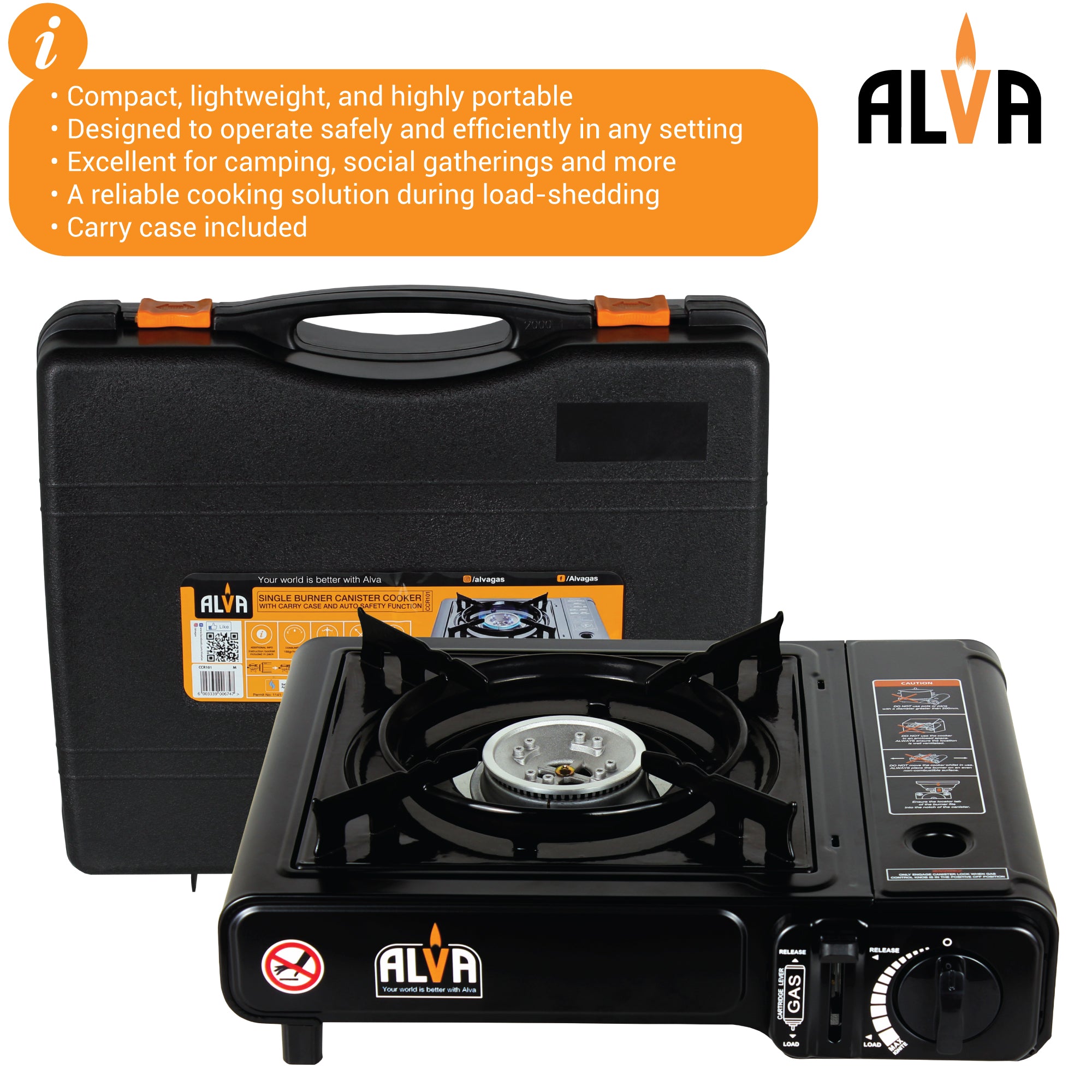 Single Burner Butane Canister Stove + Carry Case