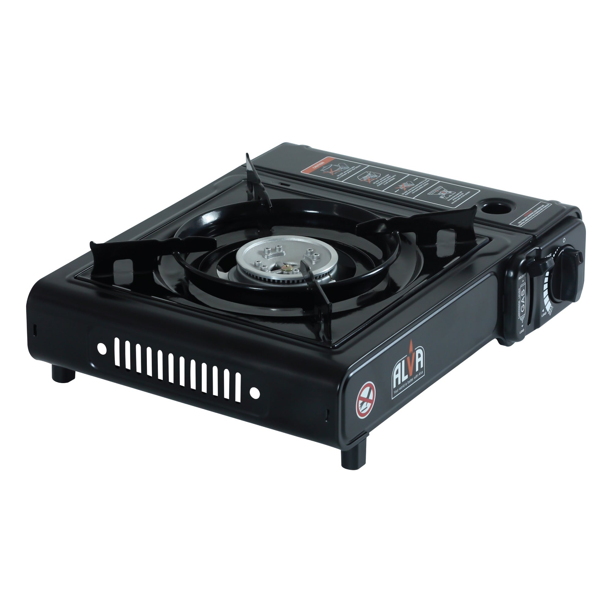 Single Burner Butane Gas Canister Stove + Cooking Pot & Lid - 1 Plate