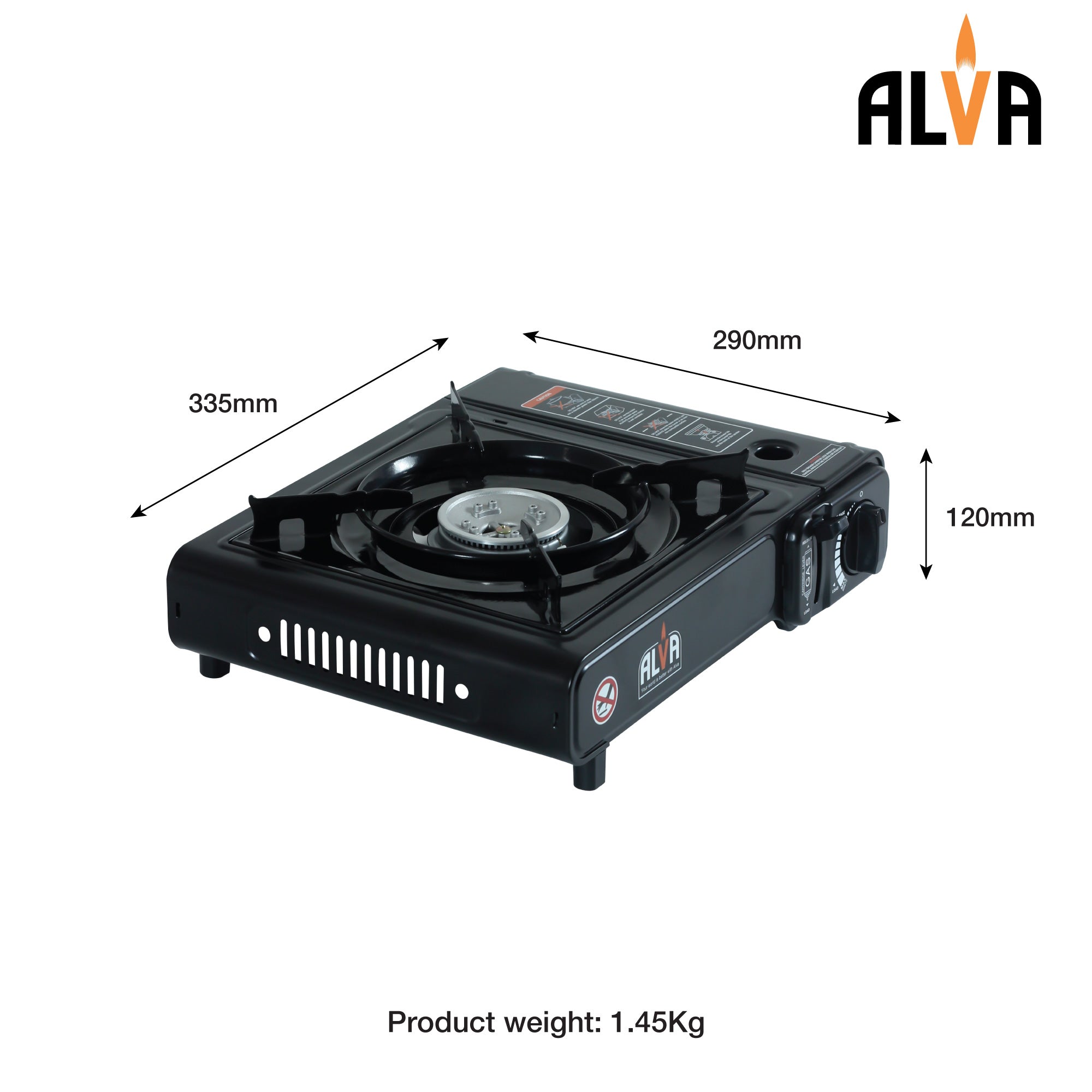 Single Burner Butane Gas Canister Stove + Cooking Pot & Lid - 1 Plate