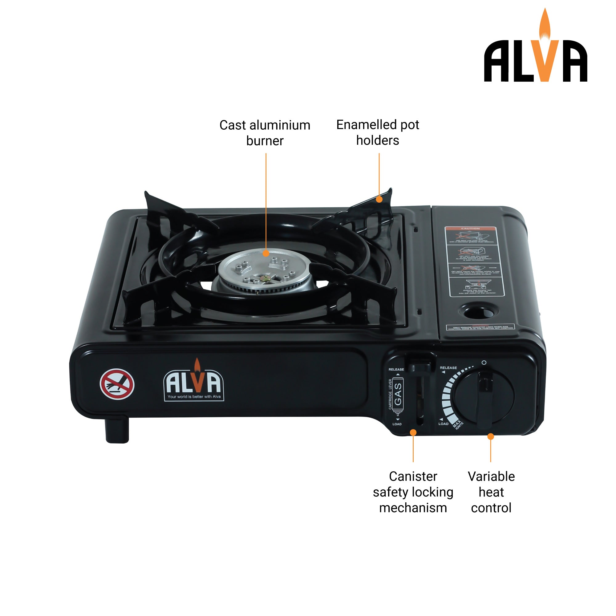 Single Burner Butane Gas Canister Stove + Cooking Pot & Lid - 1 Plate