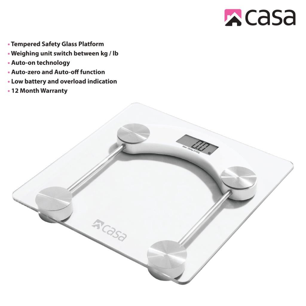 Electronic Bathroom Glass Scale - Clear - Square - Rounded Corners
