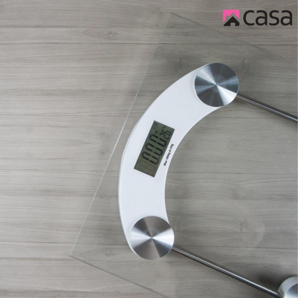 Electronic Bathroom Glass Scale - Clear - Square - Rounded Corners