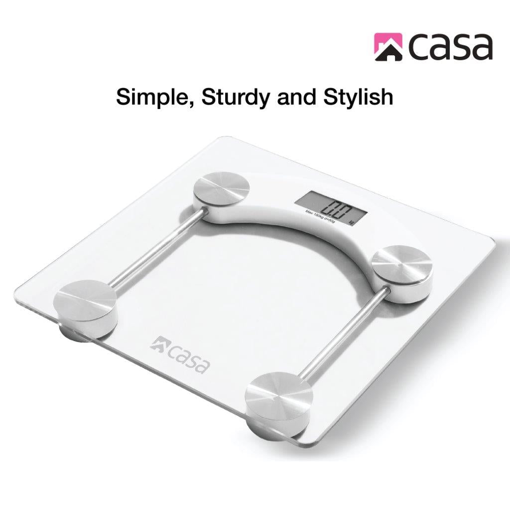 Electronic Bathroom Glass Scale - Clear - Square - Rounded Corners