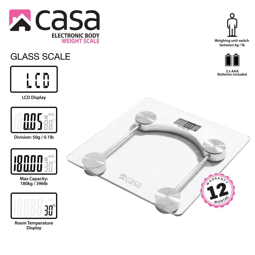Electronic Bathroom Glass Scale - Clear - Square - Rounded Corners