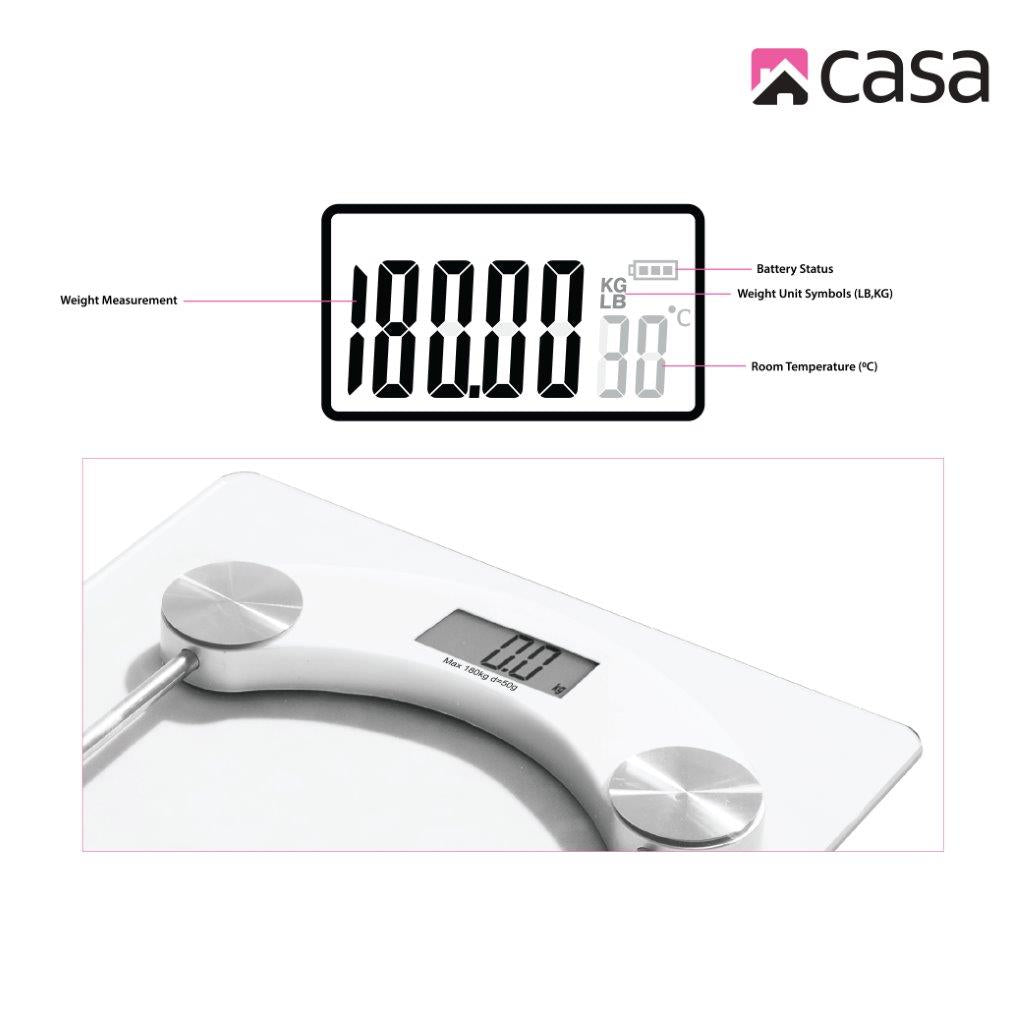 Electronic Bathroom Glass Scale - Clear - Square - Rounded Corners