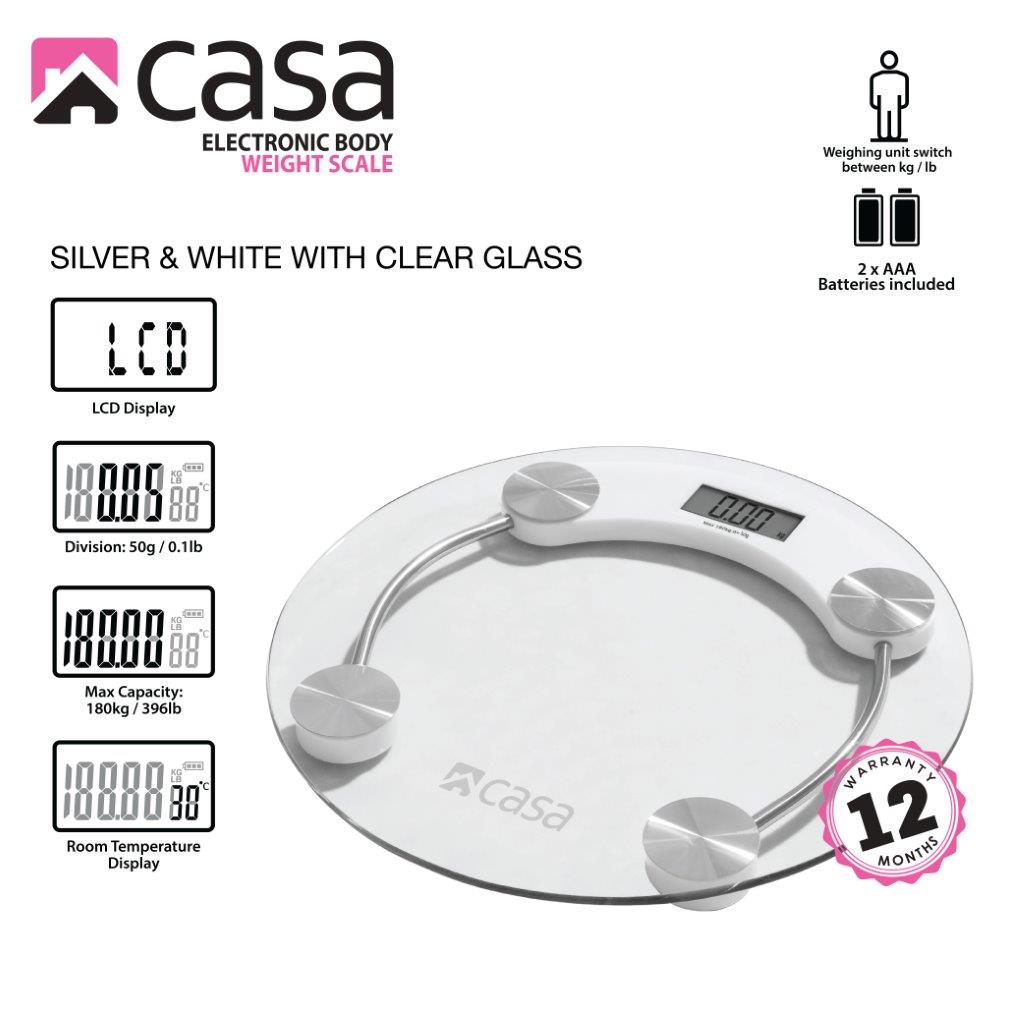 Electronic Bathroom Glass Scale - Round