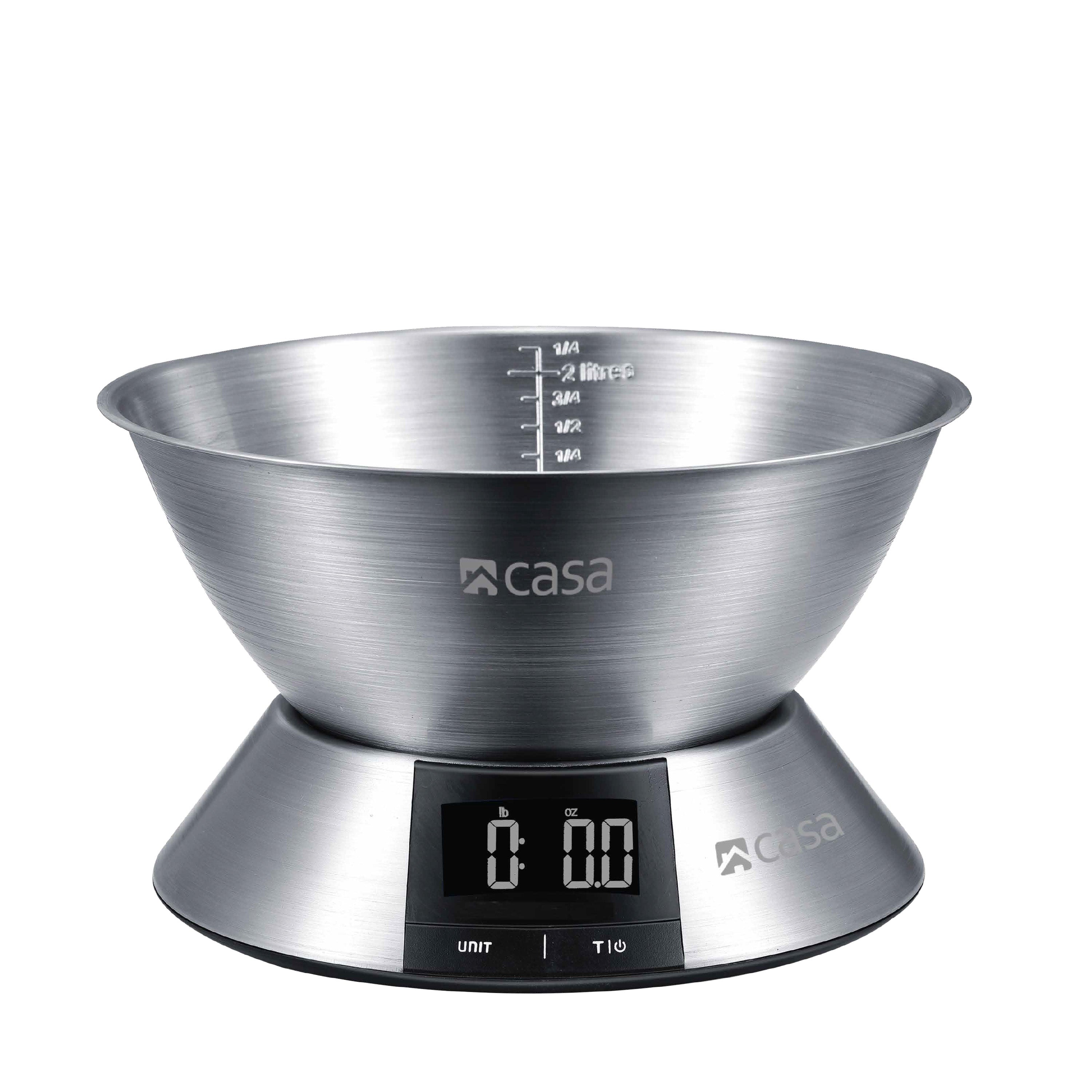 Kitchen Digital Scale - Stainless Steel Base & 2.25L Measuring Bowl