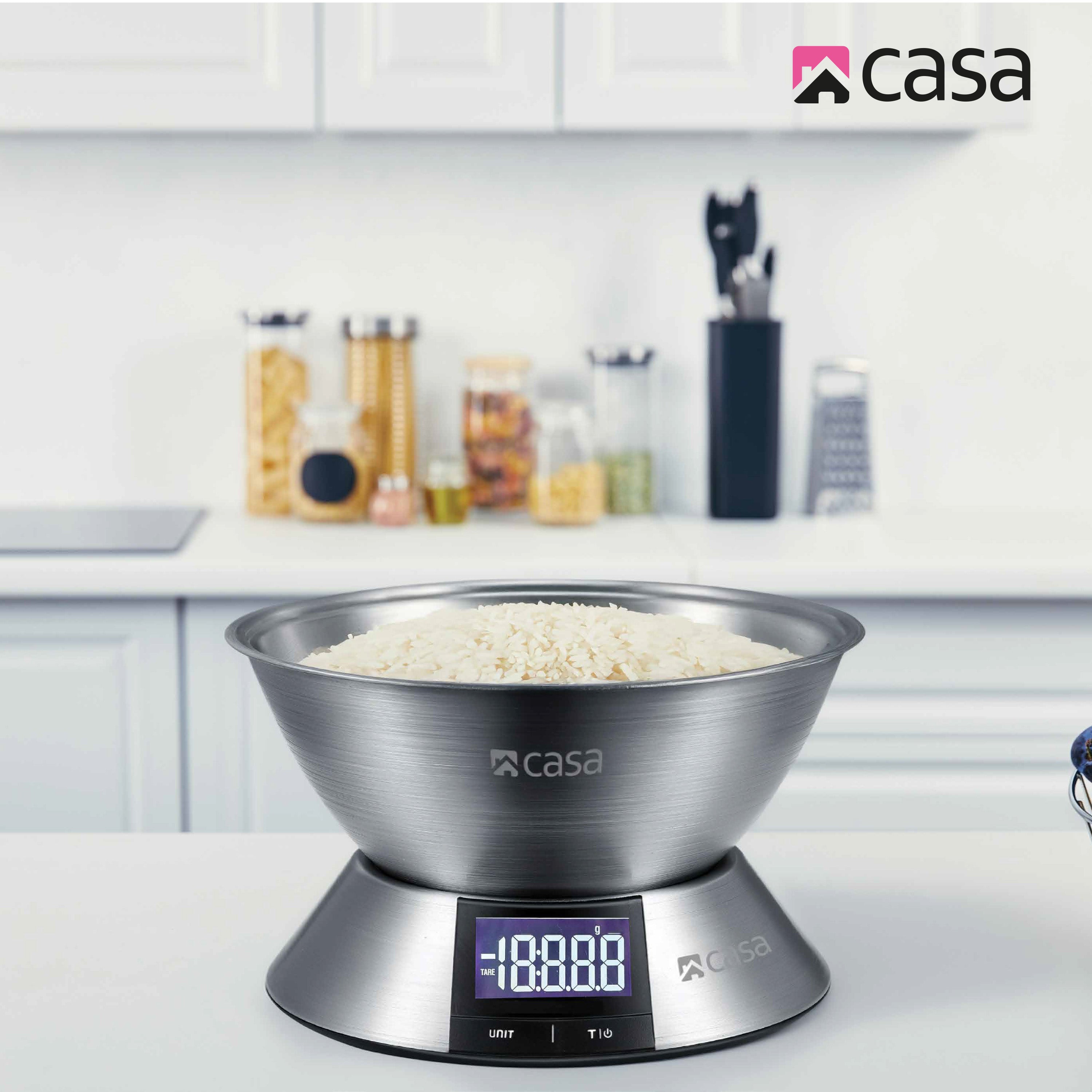 Kitchen Digital Scale - Stainless Steel Base & 2.25L Measuring Bowl