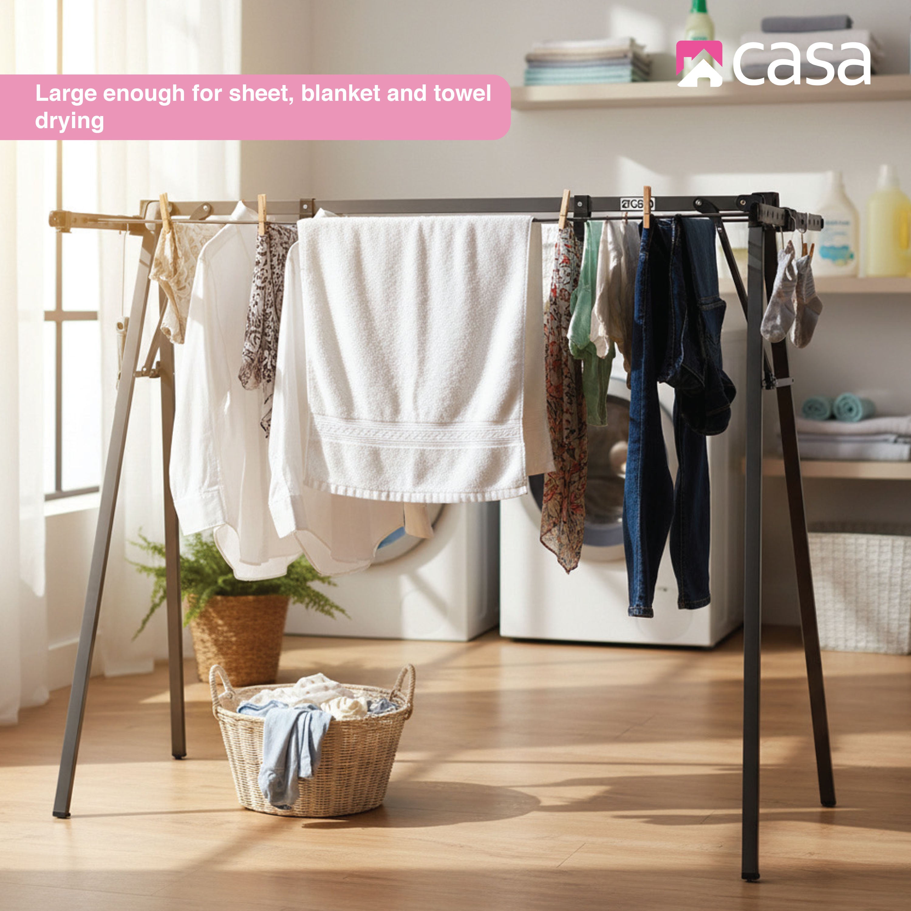 A-Frame Freestanding Clothes Drying Stand | 22m Space | With Bonus Peg Bag & Pegs