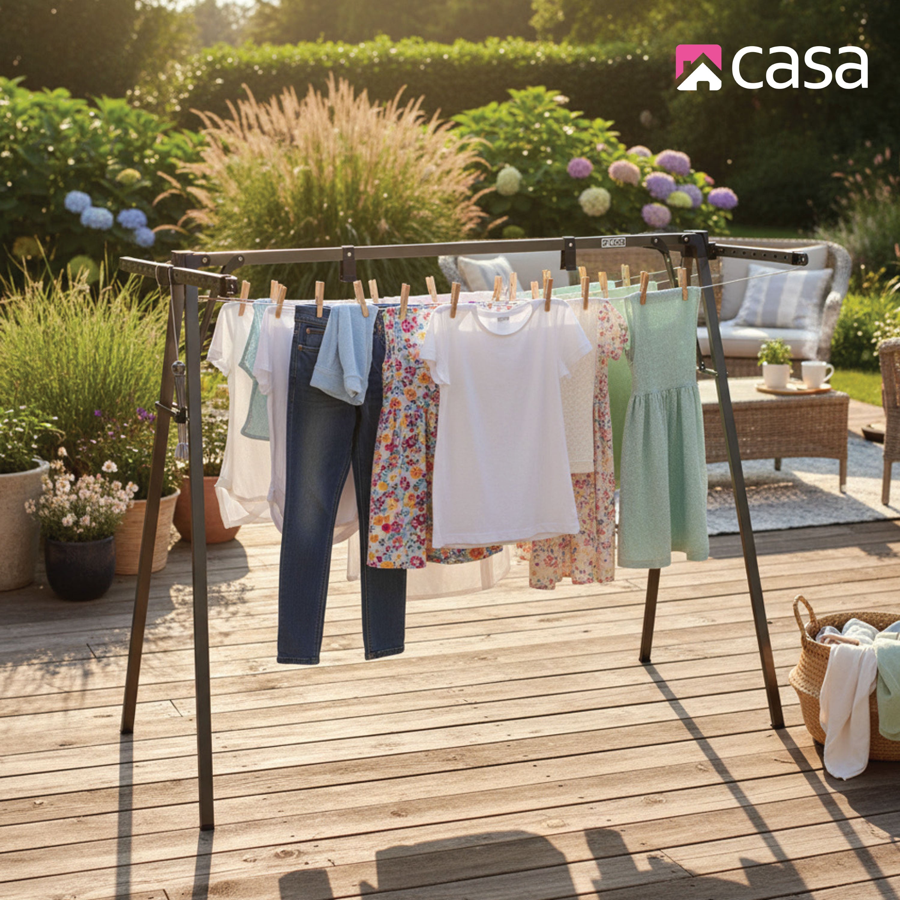 A-Frame Freestanding Clothes Drying Stand | 22m Space | With Bonus Peg Bag & Pegs