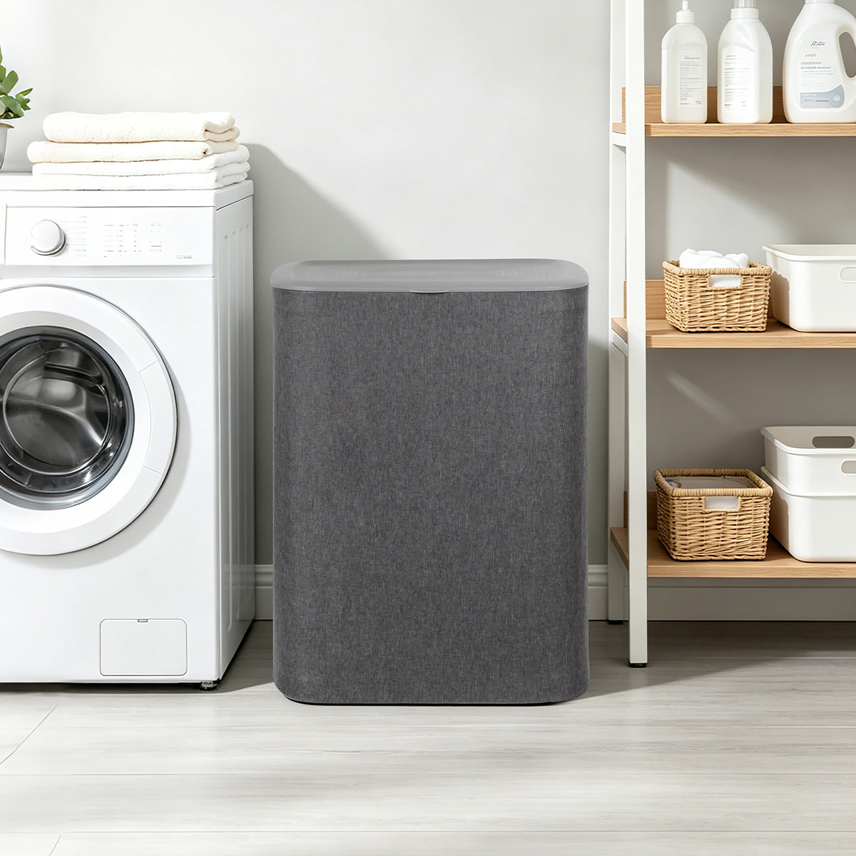 CASA Bellagio 50L 2-Compartment Cloth Laundry Basket - Grey