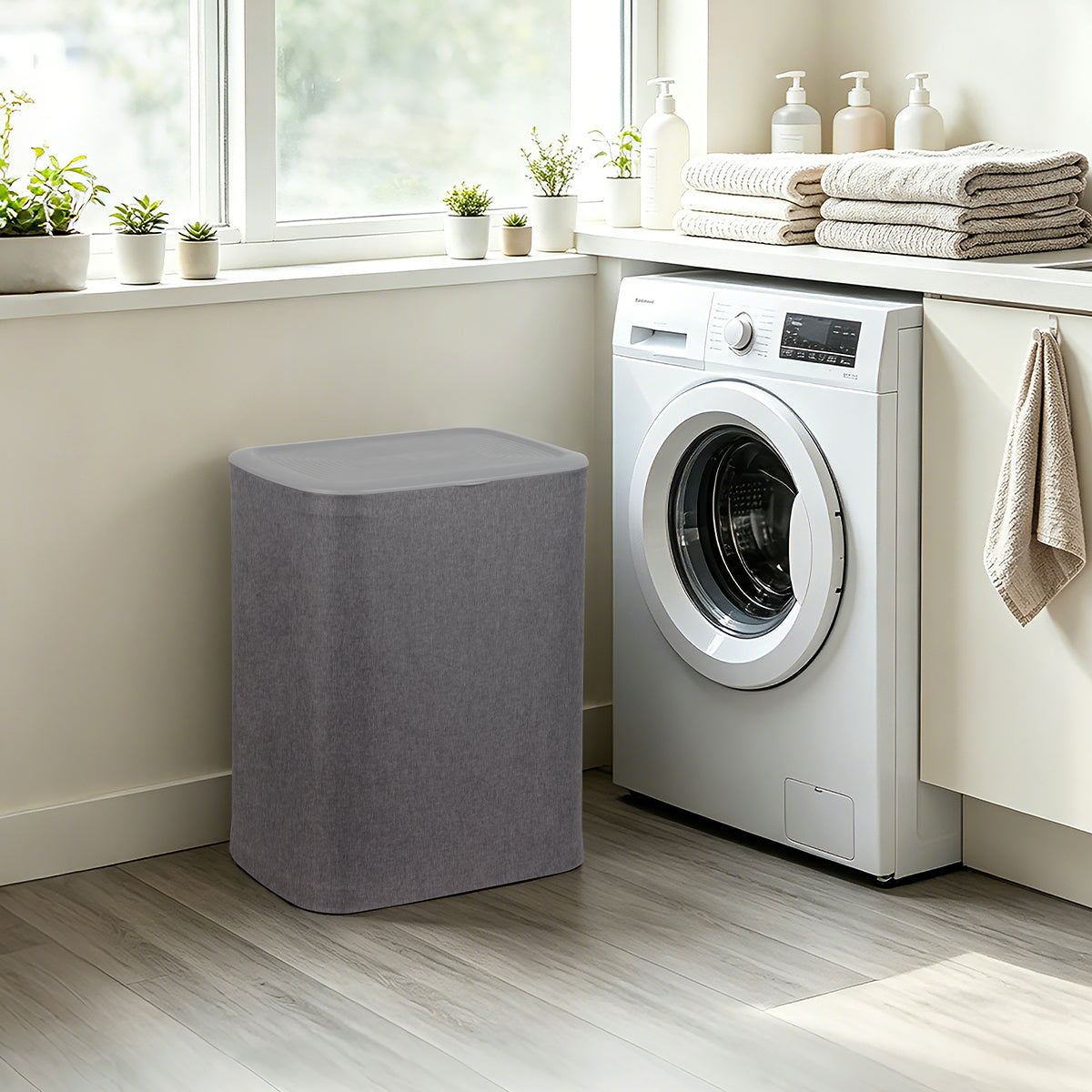 CASA Bellagio 50L 2-Compartment Cloth Laundry Basket - Grey
