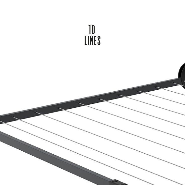 10-Line Single Fold Down Wall Mounted Clothesline - 22M