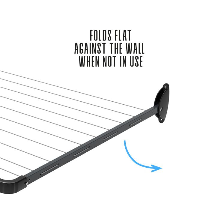 10-Line Single Fold Down Wall Mounted Clothesline - 22M